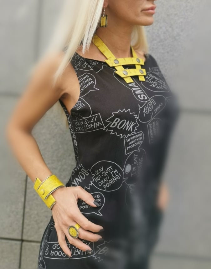 Extravagant Leather Set, Bracelet Ring Necklace, Extravagant Leather Jewelry Set, HandMadeChristmas gift for her