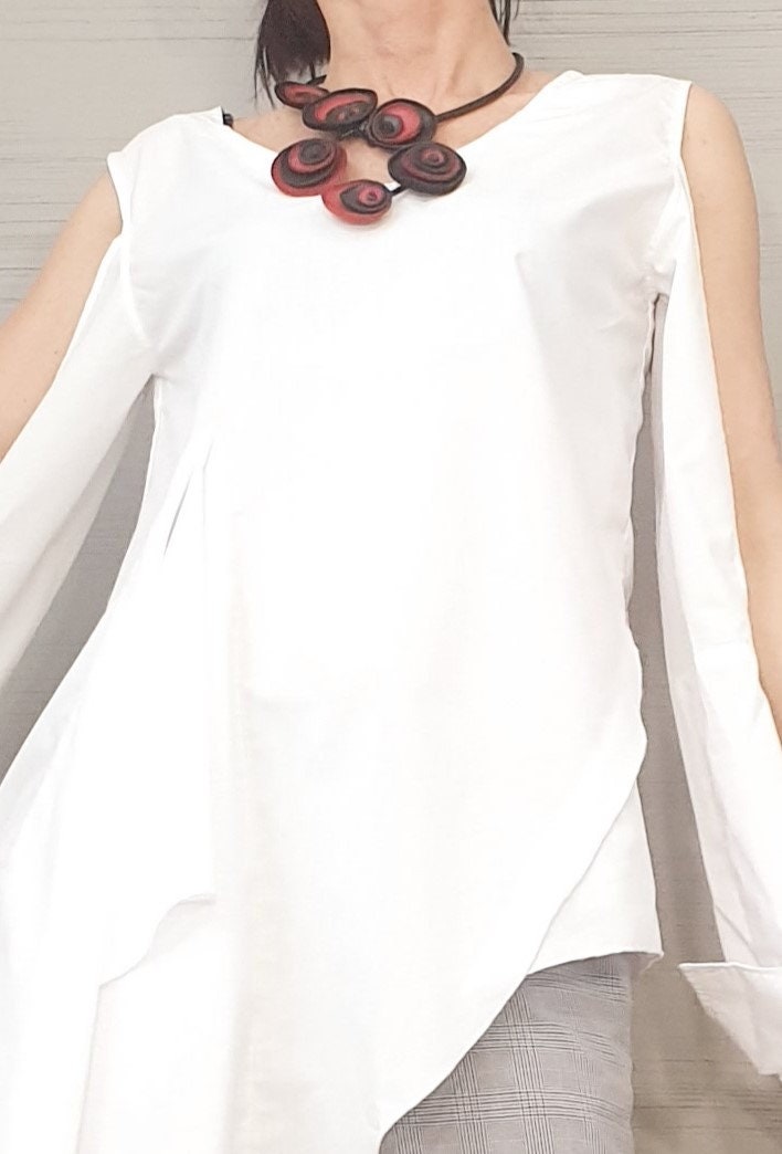 Red Flower Leather Necklace, Extravagant Leather Jewelry, HandMadeChristmas gift for her