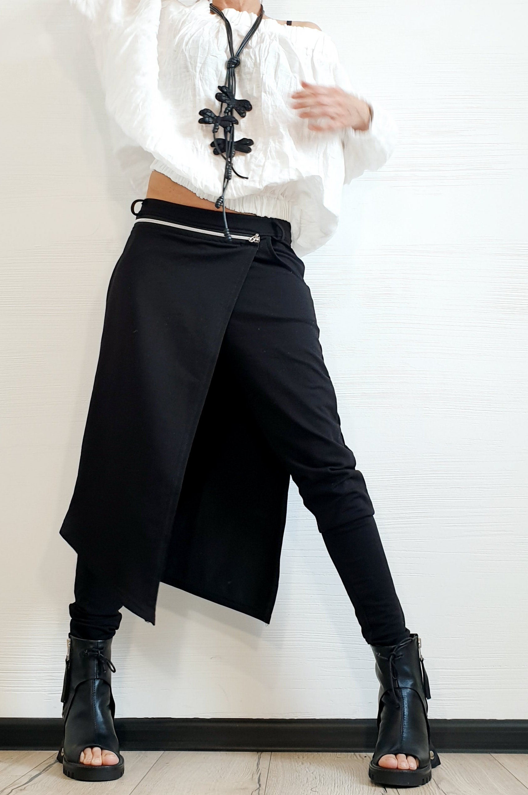 Avant Garde Pants, Asymmetric Pants Women, Cotton Drop Crotch Pants, Gothic Pants, Extravagant Pants, Casual Pants, Sexy Pants