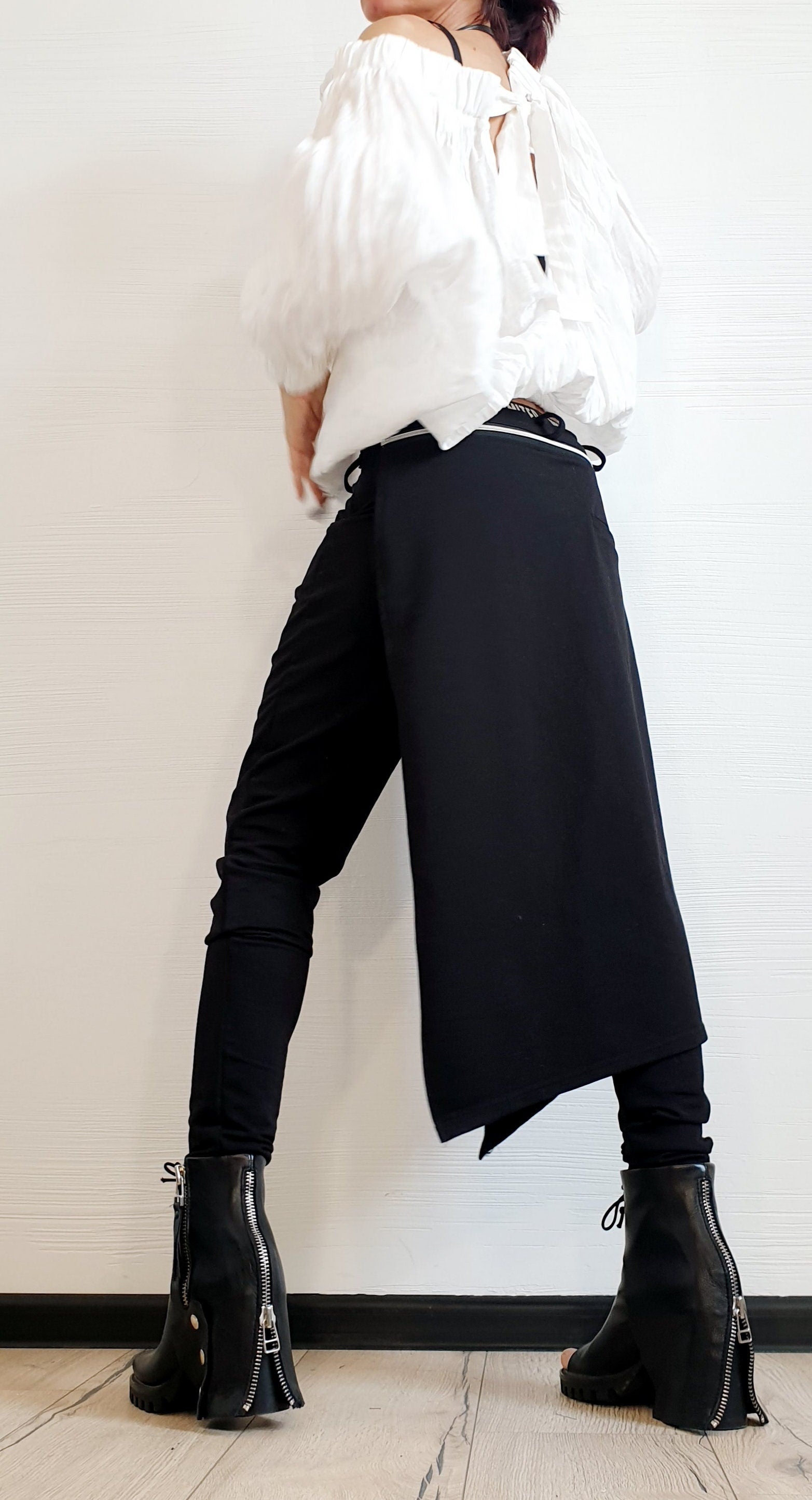 Avant Garde Pants, Asymmetric Pants Women, Cotton Drop Crotch Pants, Gothic Pants, Extravagant Pants, Casual Pants, Sexy Pants