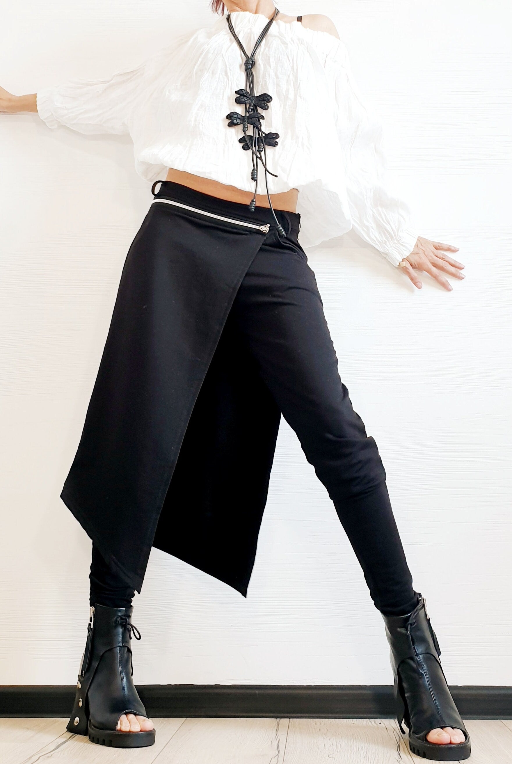 Avant Garde Pants, Asymmetric Pants Women, Cotton Drop Crotch Pants, Gothic Pants, Extravagant Pants, Casual Pants, Sexy Pants