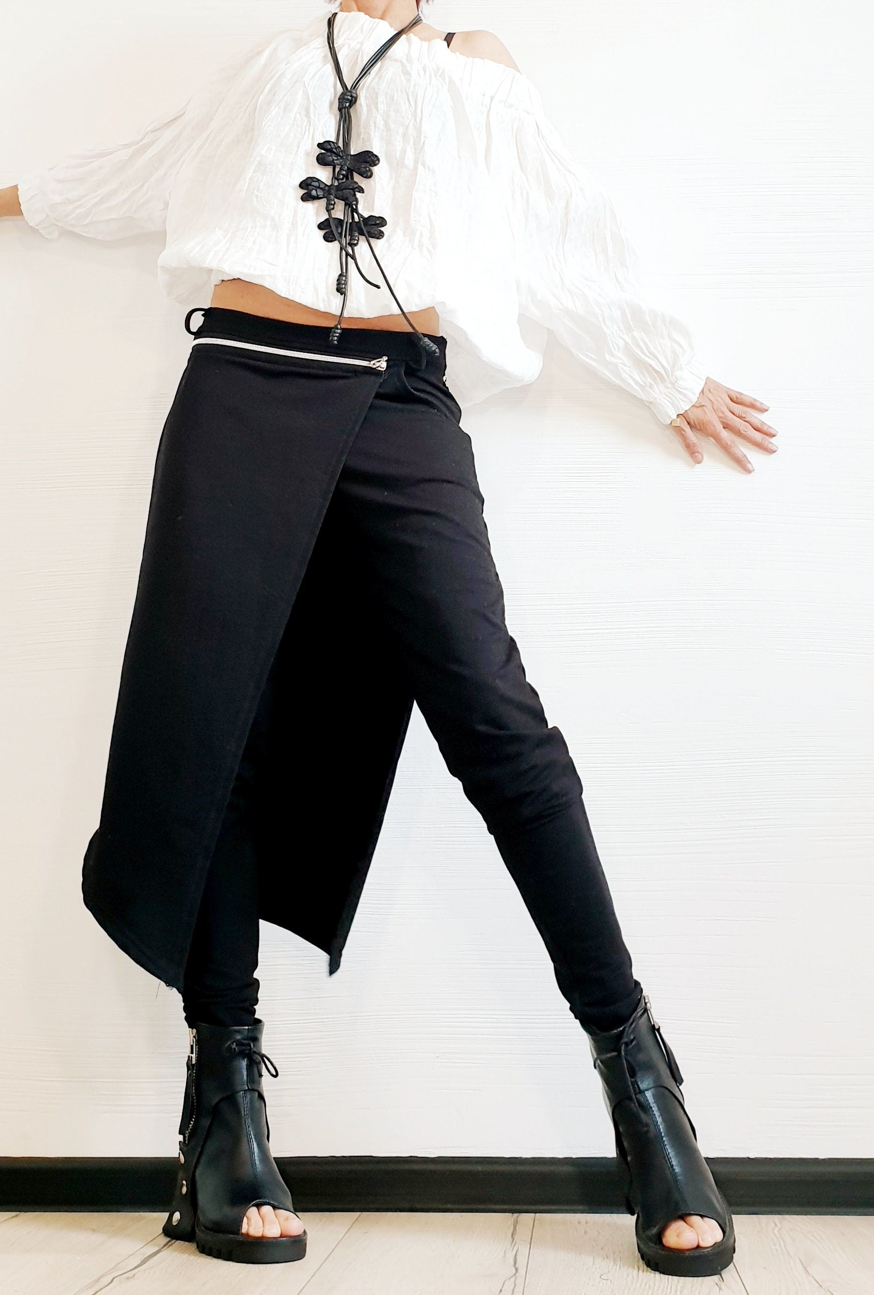 Avant Garde Pants, Asymmetric Pants Women, Cotton Drop Crotch Pants, Gothic Pants, Extravagant Pants, Casual Pants, Sexy Pants