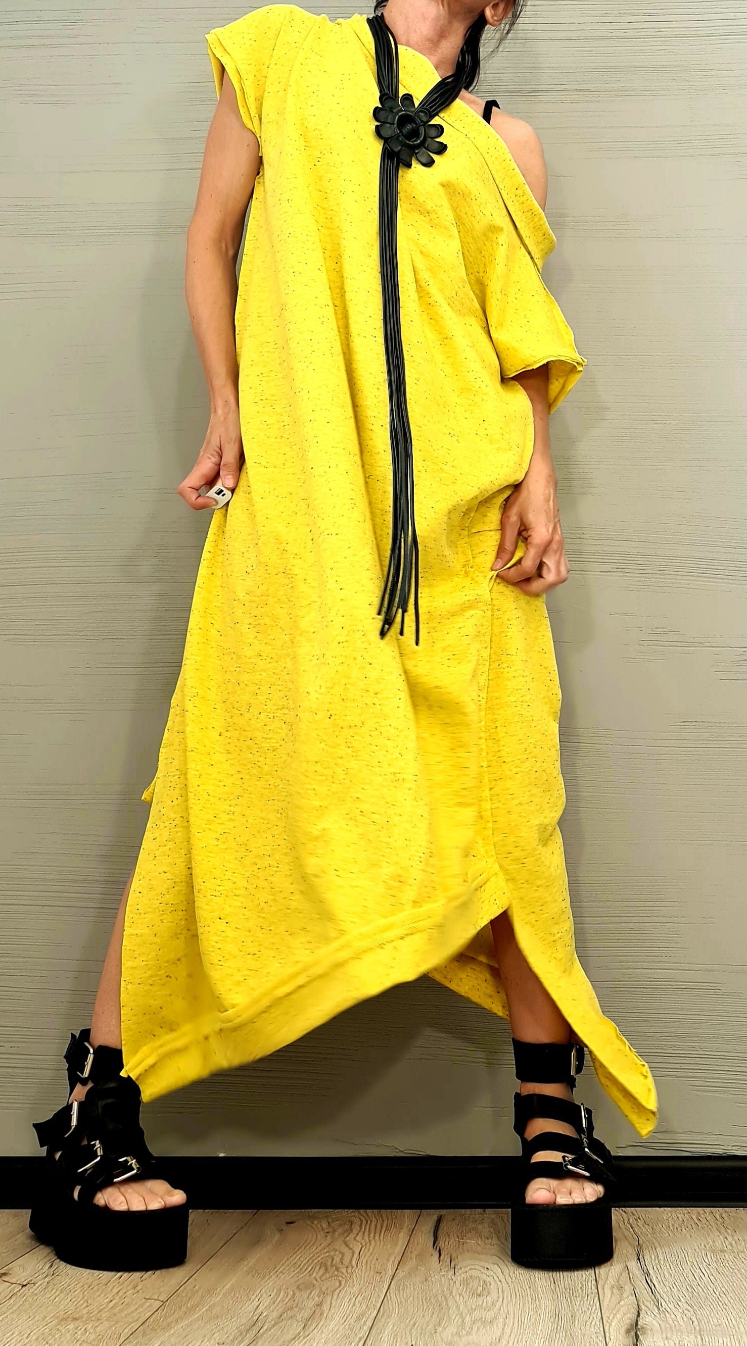 Extravagant Long Dress, Loose Maxi Dress Tunic, Plus Size Clothing, Oversize Dress, Asymmetric Dress, One Shoulder Dress, Cotton Tunic