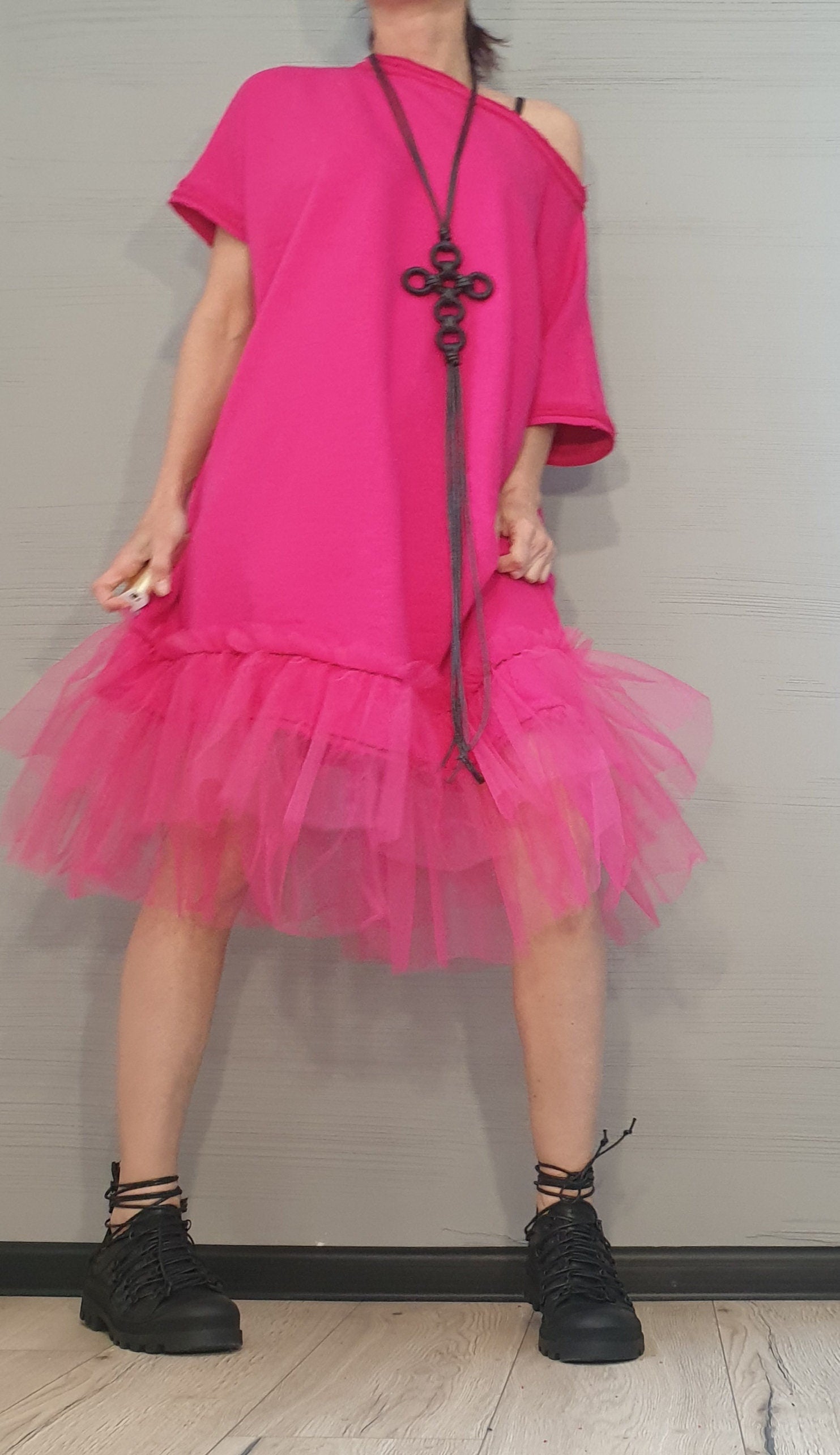 Asymmetrical Tunic Dress, Avant Garde Tunic, Extravagant Loose Tunic, Tunic Tutu, Gothic tunic, Oversize Tunic Dress