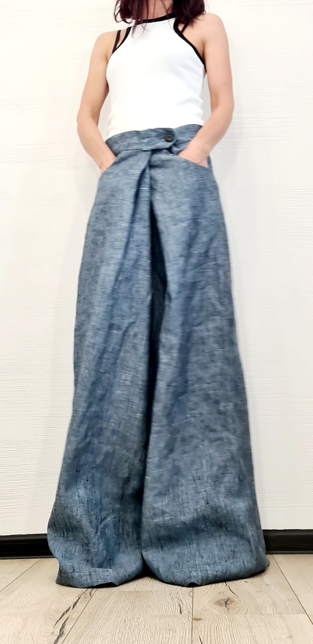 Avant Garde Linen Pants, Harem Pants Women, Drop Crotch Pants, Baggy Pants, Extravagant Pants, Loose Pants