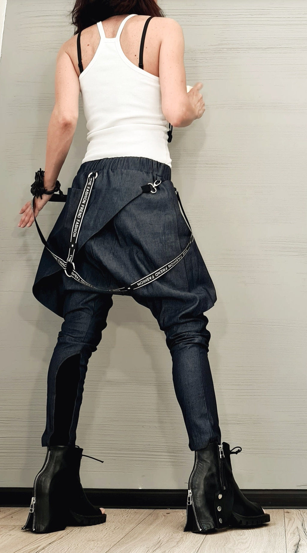 Extravagant Denim Pants, Avant Garde Pants, Harem Pants Women, Drop Crotch Pants, Asymmetric Casual Pants