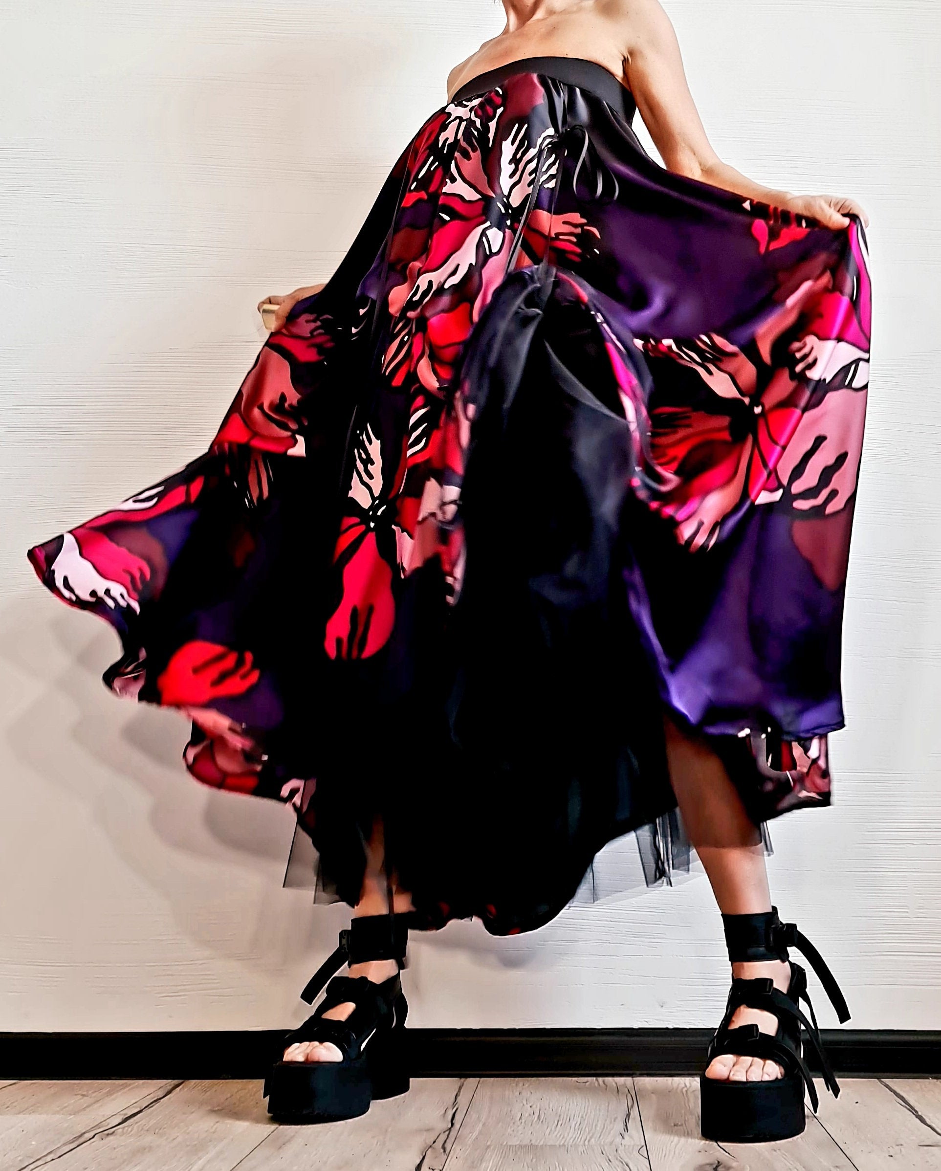 Satin Ball Skirt, Tutu Cocktail Skirt, Gothic Skirt, Asymmetric Skirt Dress, Long Short Skirt, High Tulle Skirt, Circle Skirt, Wedding Skirt