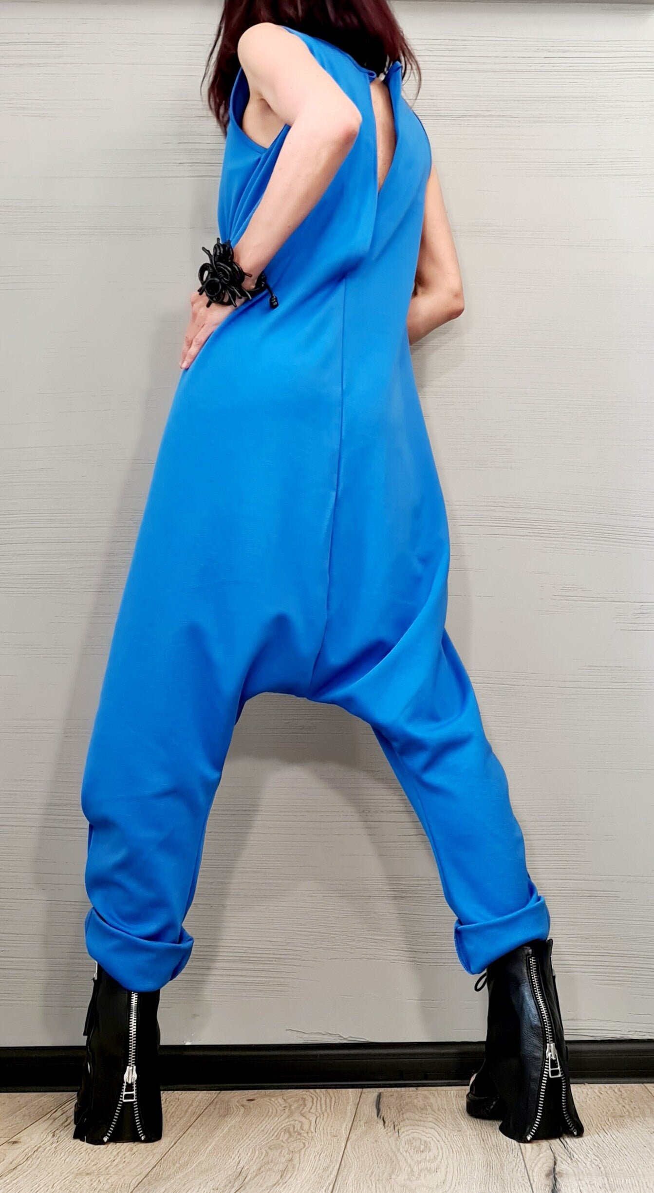Blue Harem Jumpsuit, Loose Jumpsuit, Drop Crotch Jumpsuit, Plus Size Clothing, Women Overall, Urban Clothing, Oversize Jumpsuit, Gothic