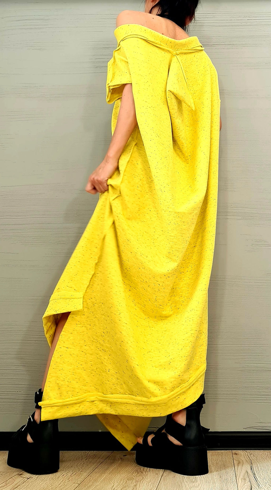 Extravagant Long Dress, Loose Maxi Dress Tunic, Plus Size Clothing, Oversize Dress, Asymmetric Dress, One Shoulder Dress, Cotton Tunic