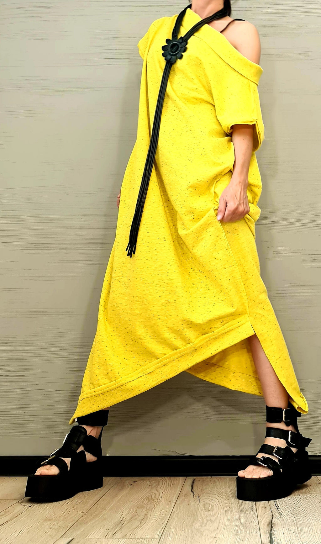 Extravagant Long Dress, Loose Maxi Dress Tunic, Plus Size Clothing, Oversize Dress, Asymmetric Dress, One Shoulder Dress, Cotton Tunic