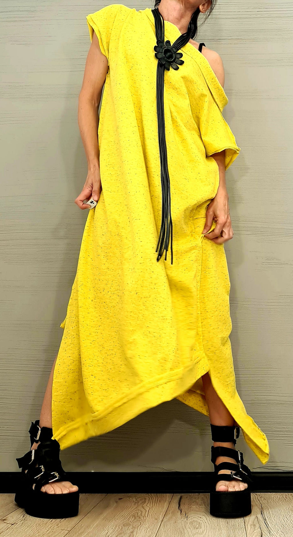 Extravagant Long Dress, Loose Maxi Dress Tunic, Plus Size Clothing, Oversize Dress, Asymmetric Dress, One Shoulder Dress, Cotton Tunic