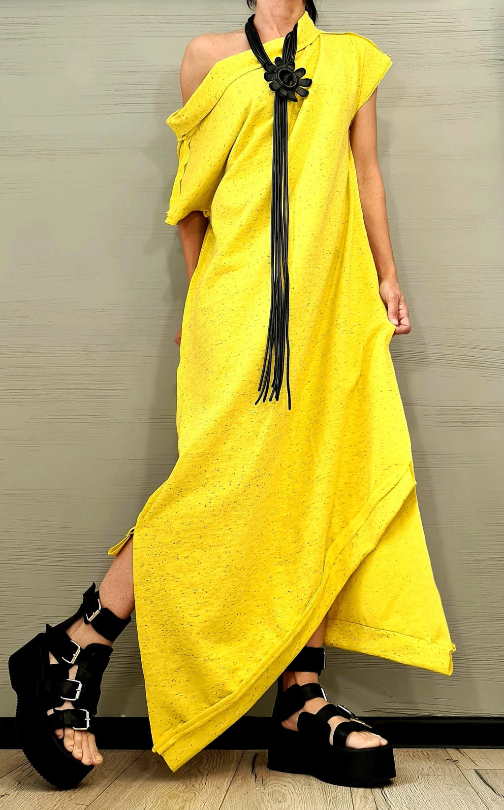 Extravagant Long Dress, Loose Maxi Dress Tunic, Plus Size Clothing, Oversize Dress, Asymmetric Dress, One Shoulder Dress, Cotton Tunic