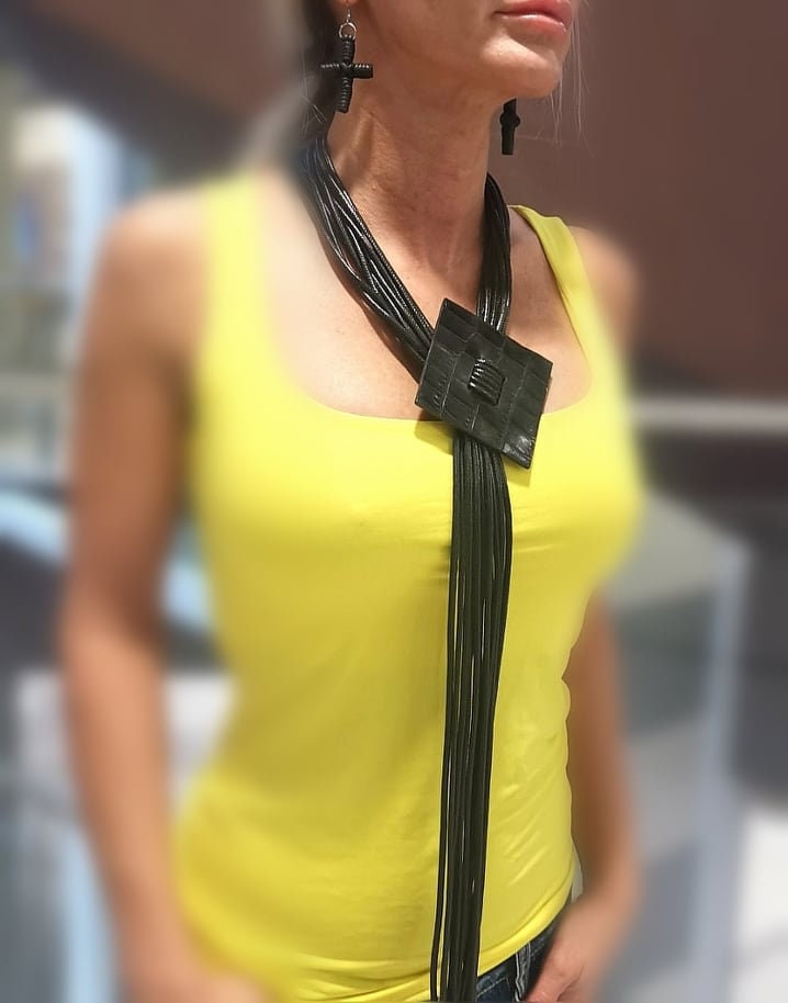 Black Geometric Extravagant Necklace, Avant Garde Gothic Necklace, HandMade, extravagant JewelryChristmas gift for her