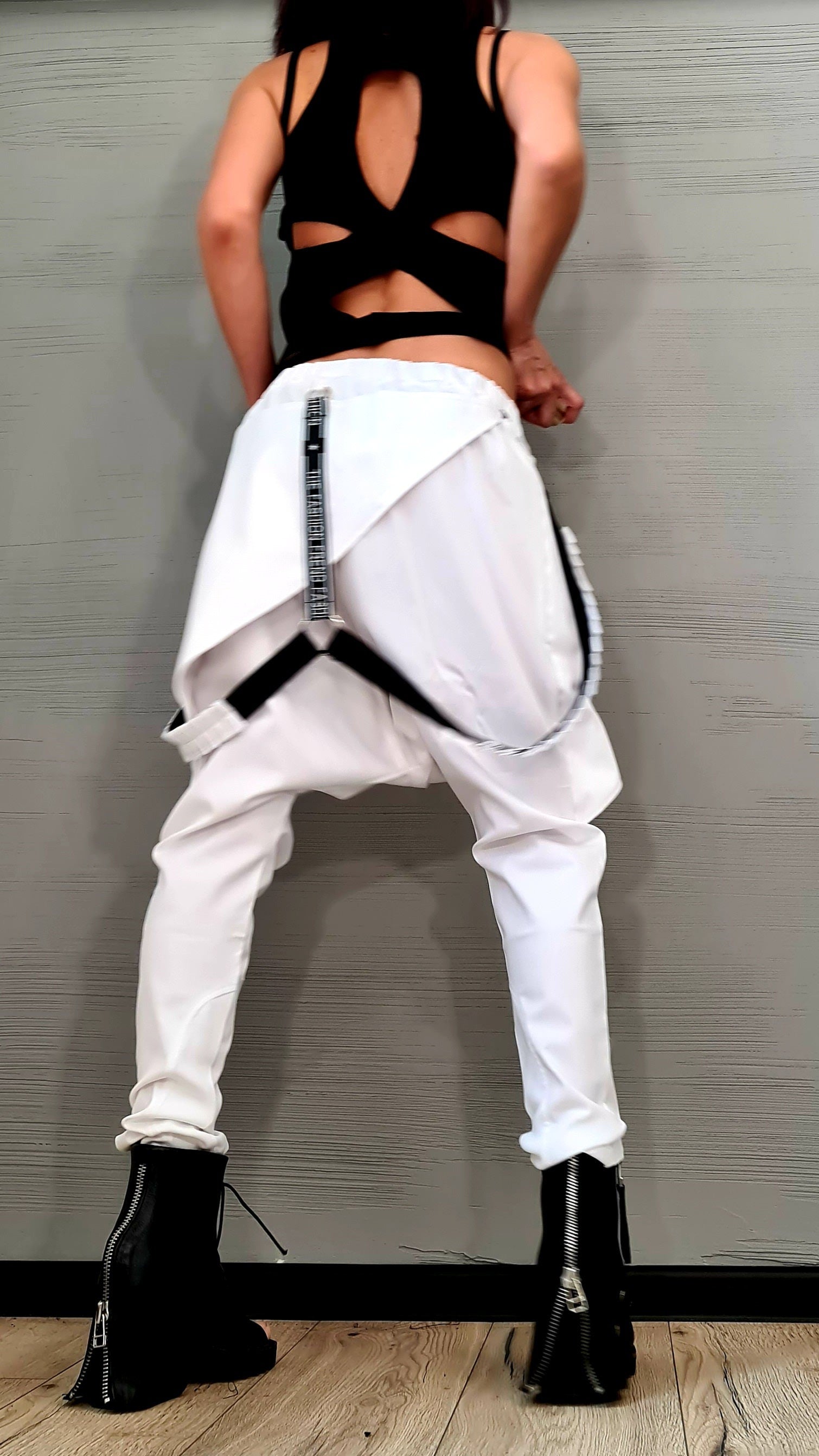 Avant Garde Pants, White Harem Pants Women, Drop Crotch Pants, Extravagant Pants, Casual Pants, Urban Pants