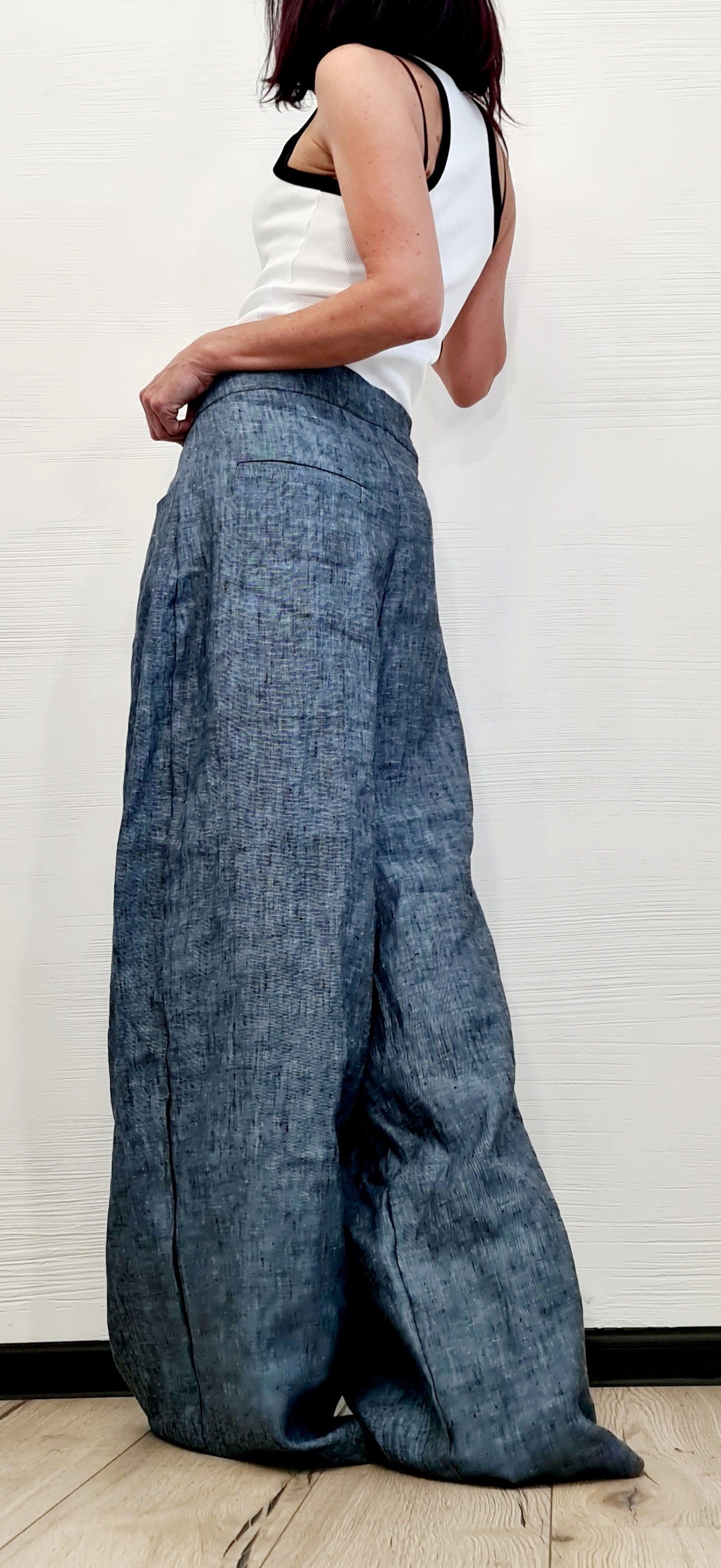 Avant Garde Linen Pants, Harem Pants Women, Drop Crotch Pants, Baggy Pants, Extravagant Pants, Loose Pants