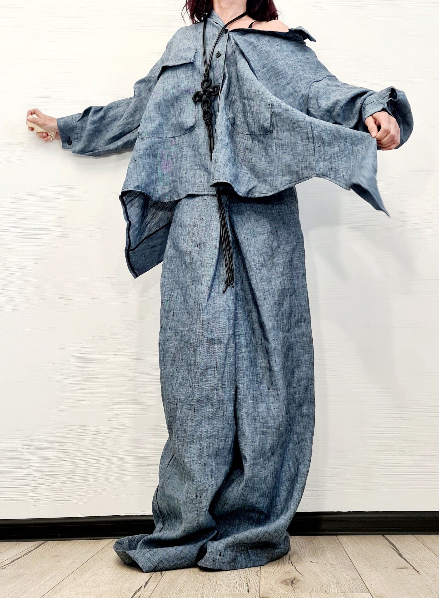 Extravagant Linen Shirt, Avant Garde Shirt, Loose Tunic, Asymmetric Shirt, Grunge Shirt, Oversize Tunic, Shirt Tunic Top