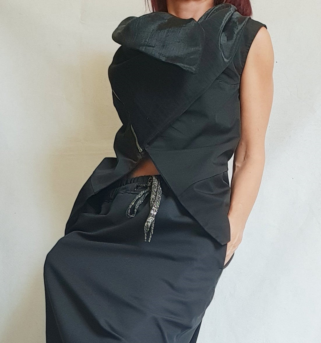 Asymmetric Women Vest, Gothic Vest, Black Vest, Asymmetric Vest, Sleeveless Vest, Designer Vest, Avant Garde Vest, Steampunk Vest