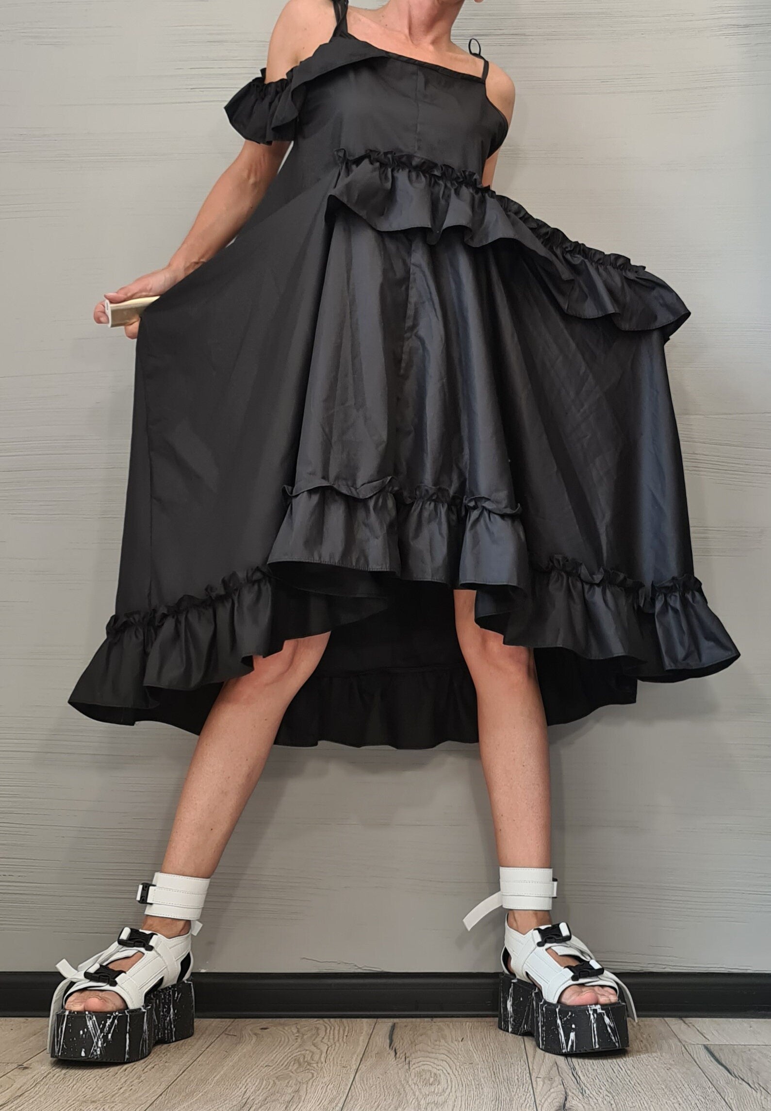 Asymmetric Loose Dress, Black Dress, Tank Dress, Plus Size Clothing, Sleeveless Dress, Plus Size Dress, Oversize Dress, Gothic Dress