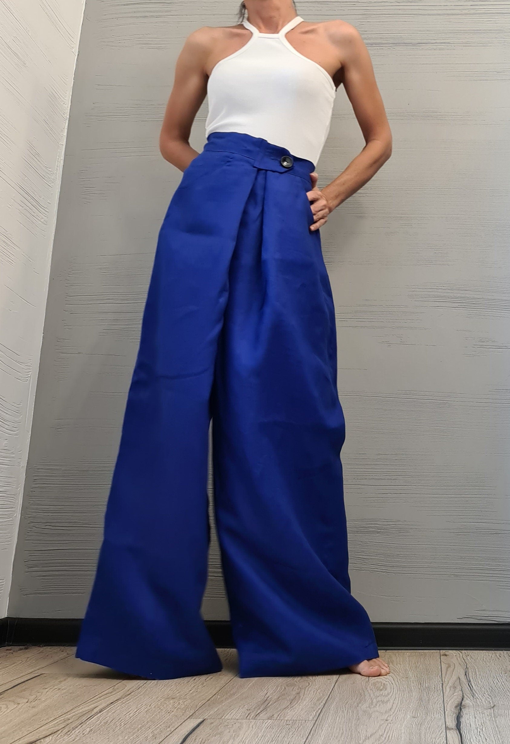 NEW Collection Extravagant Linen Pants, Avant Garde Linen Pants, Harem Pants Women, Drop Crotch Pants, Loose Pants