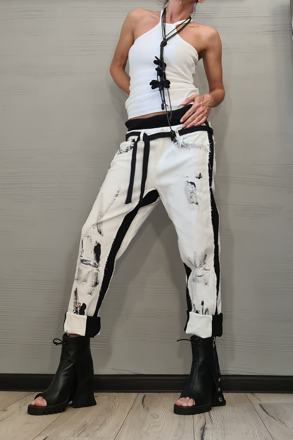 Extravagant Women Denim Pants, Avant Garde Pants, Casual Denim Harem Pants