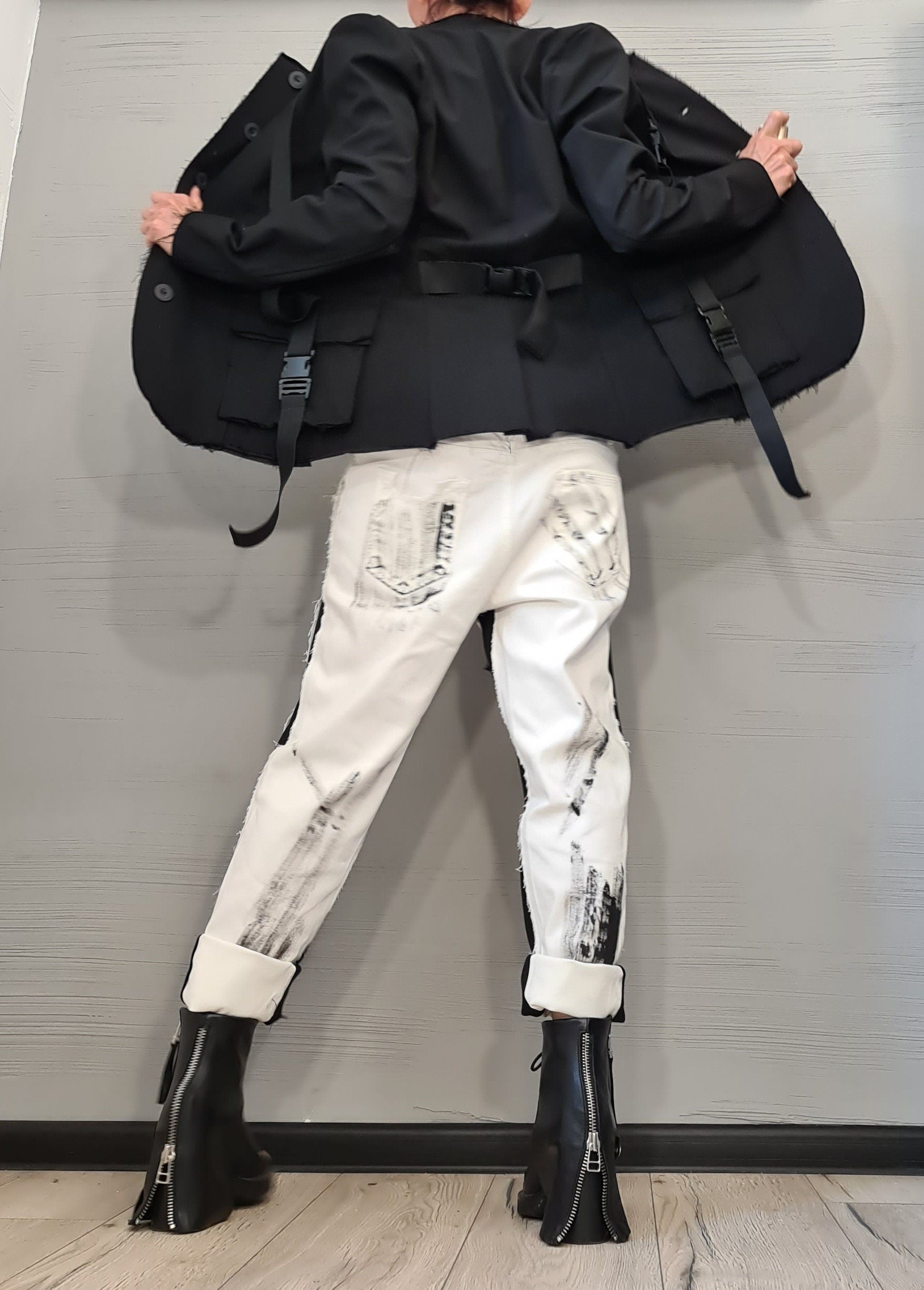 Asymmetrical Black Blazer, Avant Garde Women Blazer, Gothic Jacket, Extravagant Jacket, Steampunk Jacket, Party Jacket