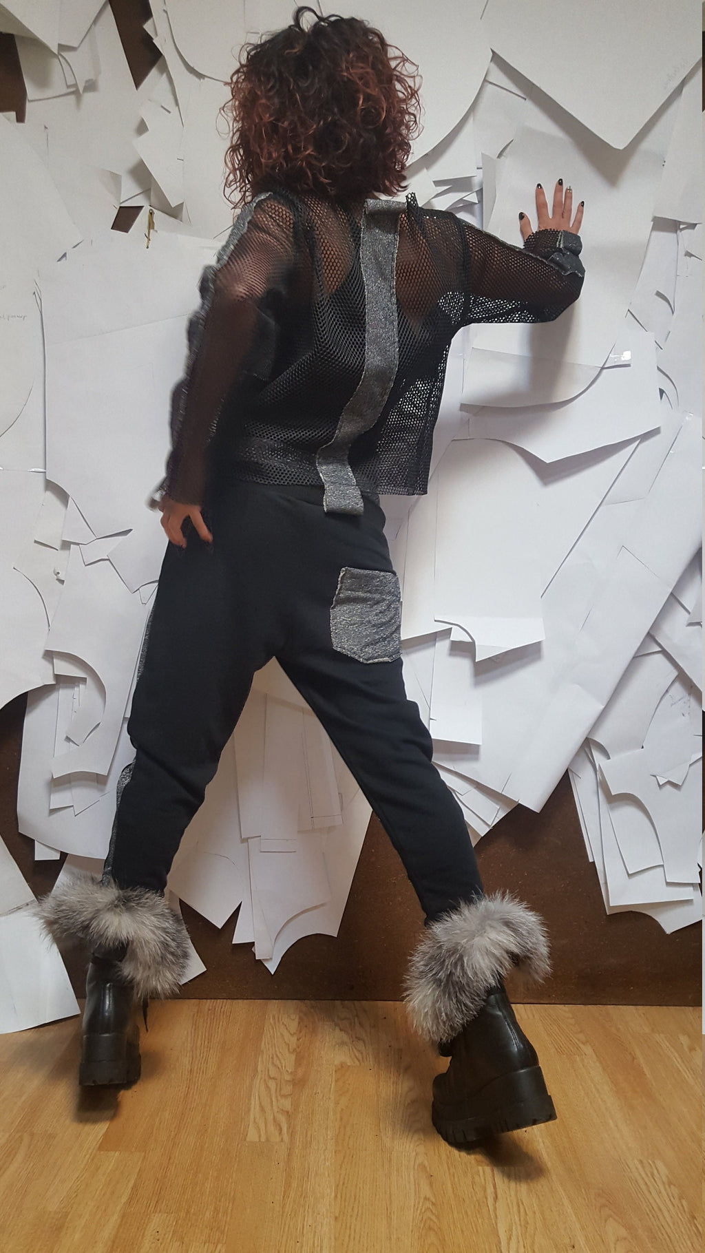 Black Silver Grey Set, Outwear Women Set, Extravagant Women Cotton Set,  Extravagant Blouse, Harem pant, Sexy blouse