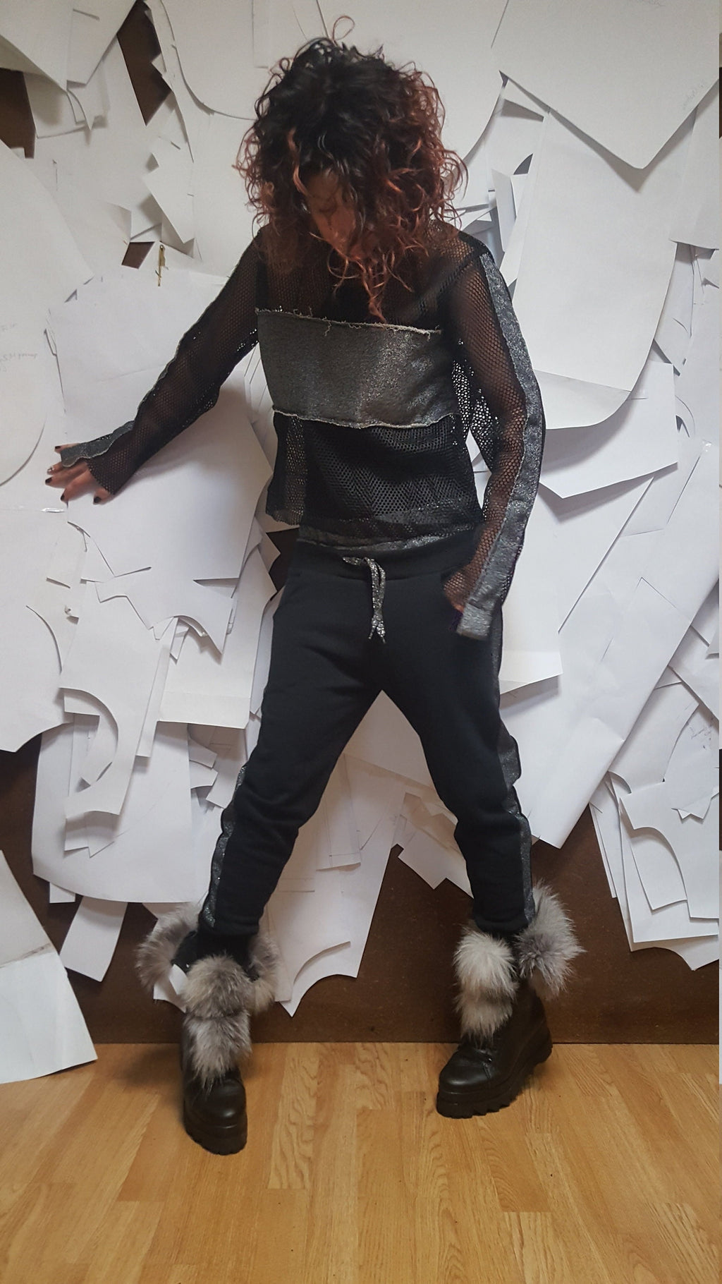 Black Silver Grey Set, Outwear Women Set, Extravagant Women Cotton Set,  Extravagant Blouse, Harem pant, Sexy blouse