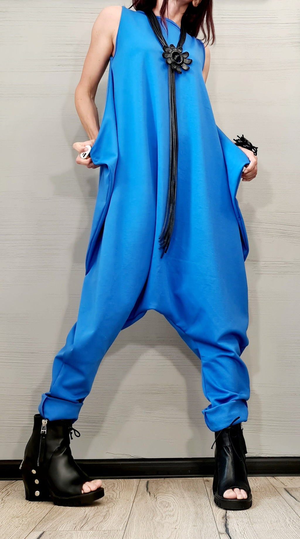 Blue Harem Jumpsuit, Loose Jumpsuit, Drop Crotch Jumpsuit, Plus Size Clothing, Women Overall, Urban Clothing, Oversize Jumpsuit, Gothic
