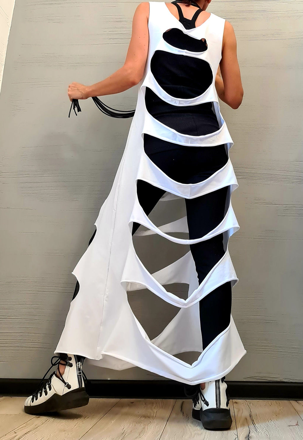 Asymmetric White Top, Extravagant Top, Futuristic Clothing, Deconstructed Top