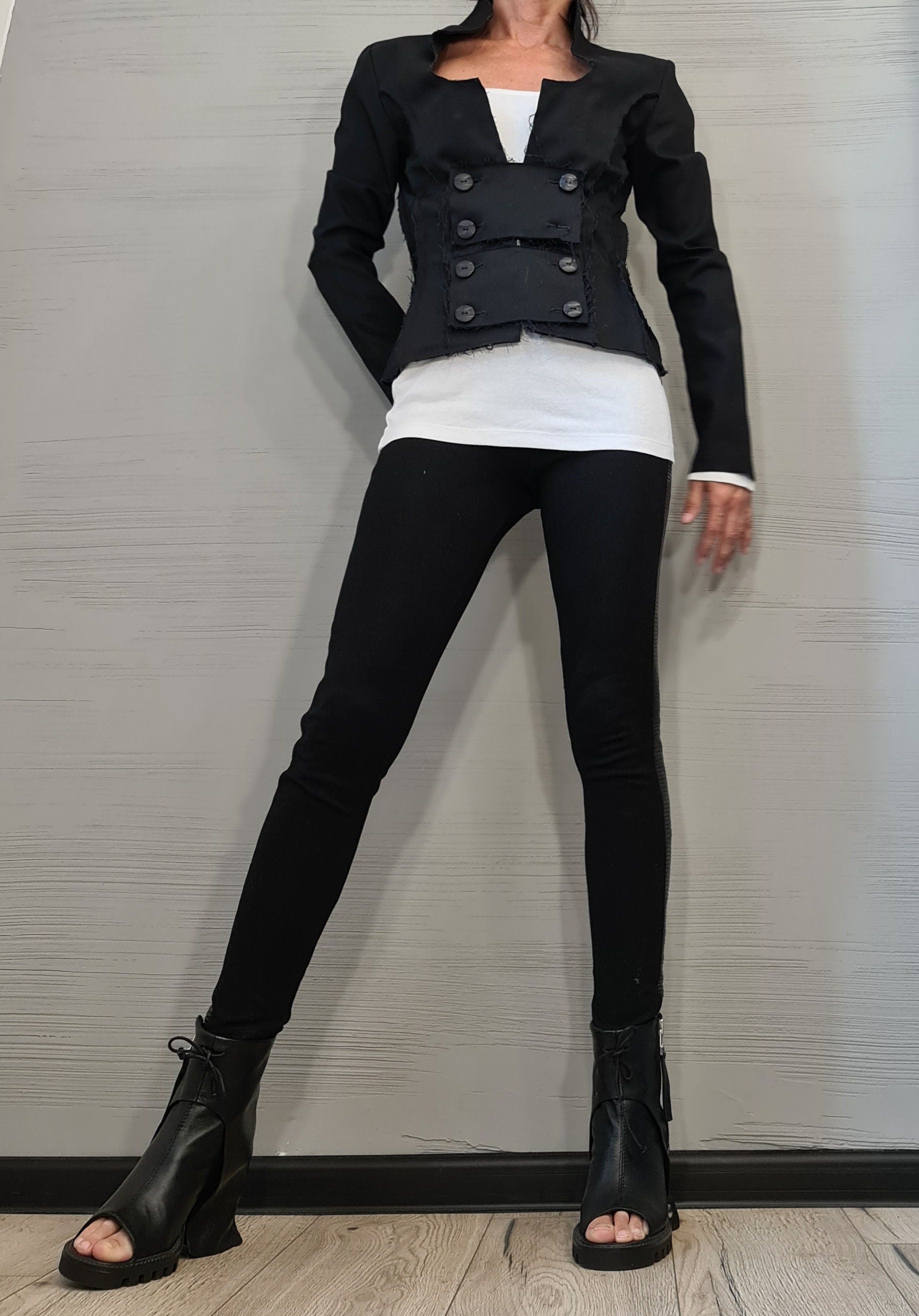 Extravagant Black Blazer, Avant Garde Women Blazer, Gothic Jacket,  Jacket, Steampunk Jacket, Party Jacket