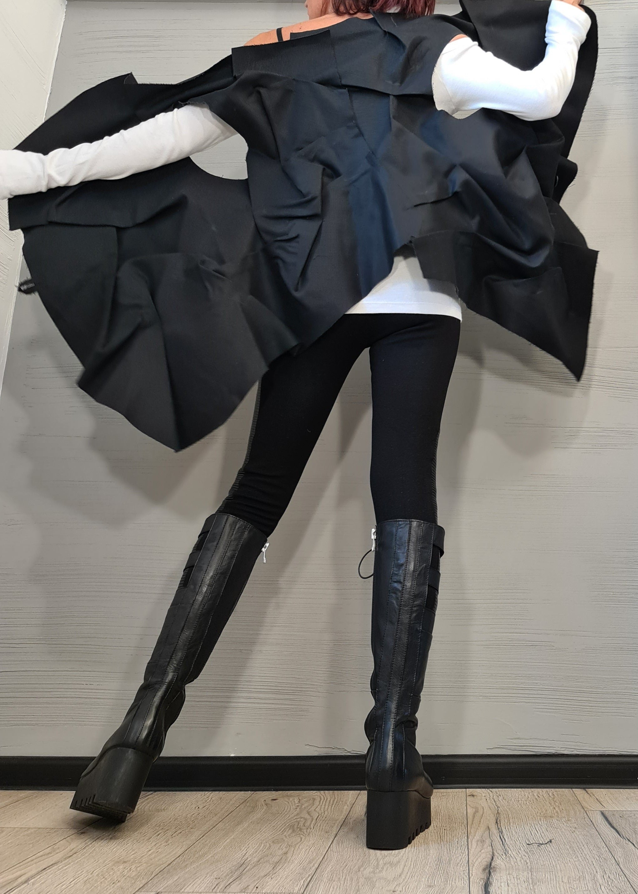 Extravagant Black Vest, Gothic Vest, Asymmetric Vest, Sleeveless Vest, Designer Vest, Victorian Clothing, Avant Garde Vest, Steampunk Vest