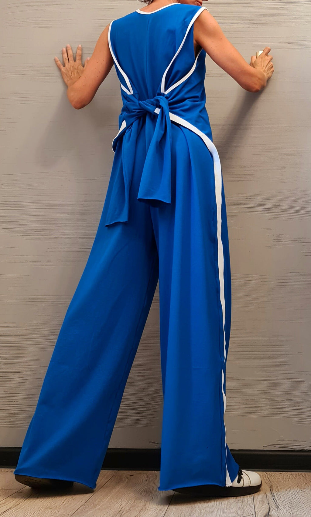 Asymmetric long Jumpsuit, Blue Harem Jumpsuit, Gothic Jumpsuit , Extravagant Wide Leg Overall, Steampunk Jumpsuit, Sleeveless Jumpsuit