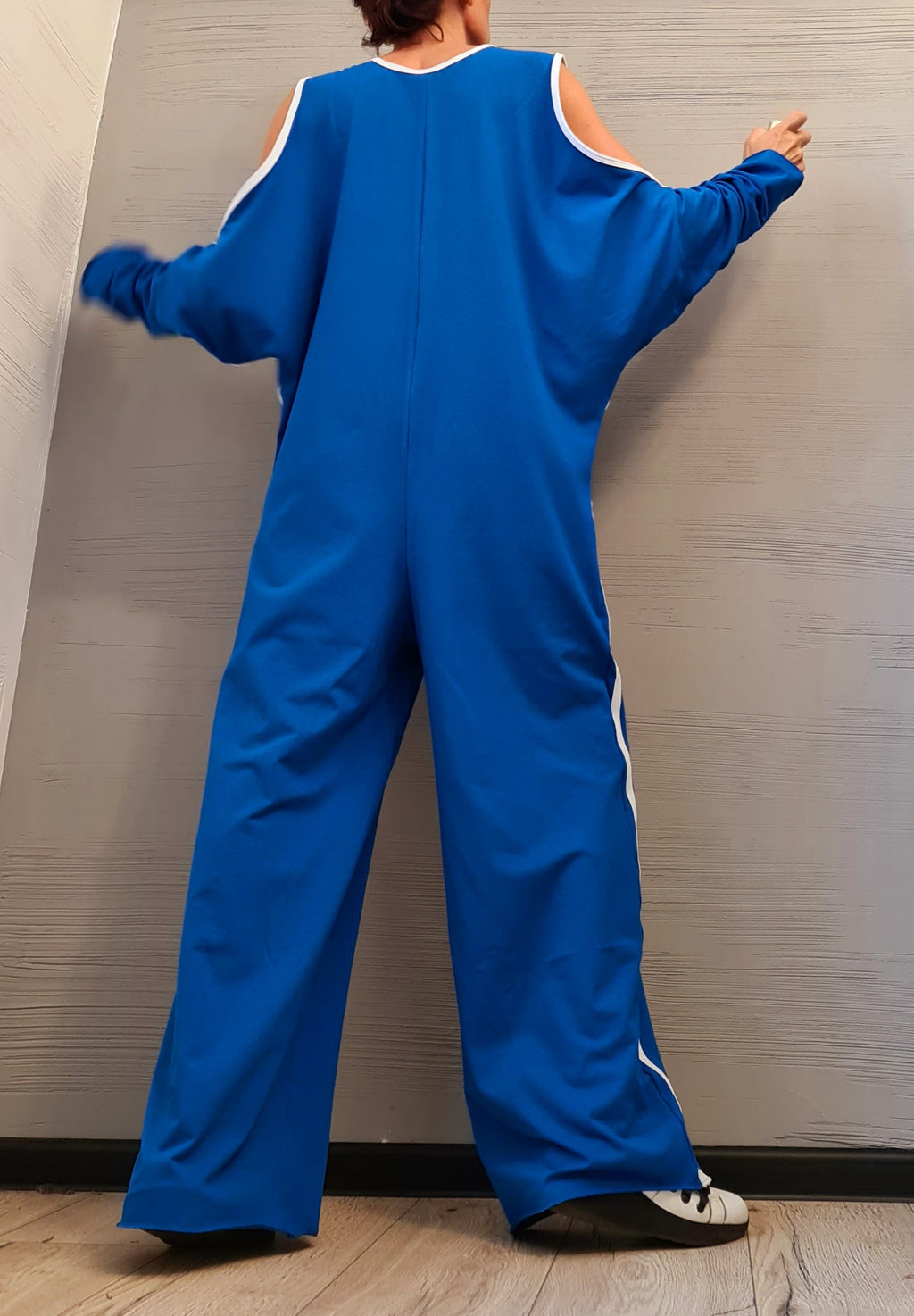 Asymmetric long Jumpsuit, Blue Harem Jumpsuit, Gothic Jumpsuit , Extravagant Wide Leg Overall, Steampunk Jumpsuit, Sleeveless Jumpsuit