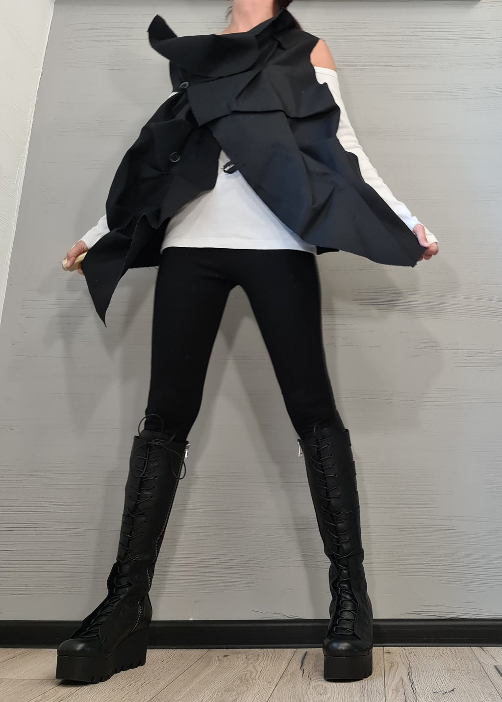 Extravagant Black Vest, Gothic Vest, Asymmetric Vest, Sleeveless Vest, Designer Vest, Victorian Clothing, Avant Garde Vest, Steampunk Vest