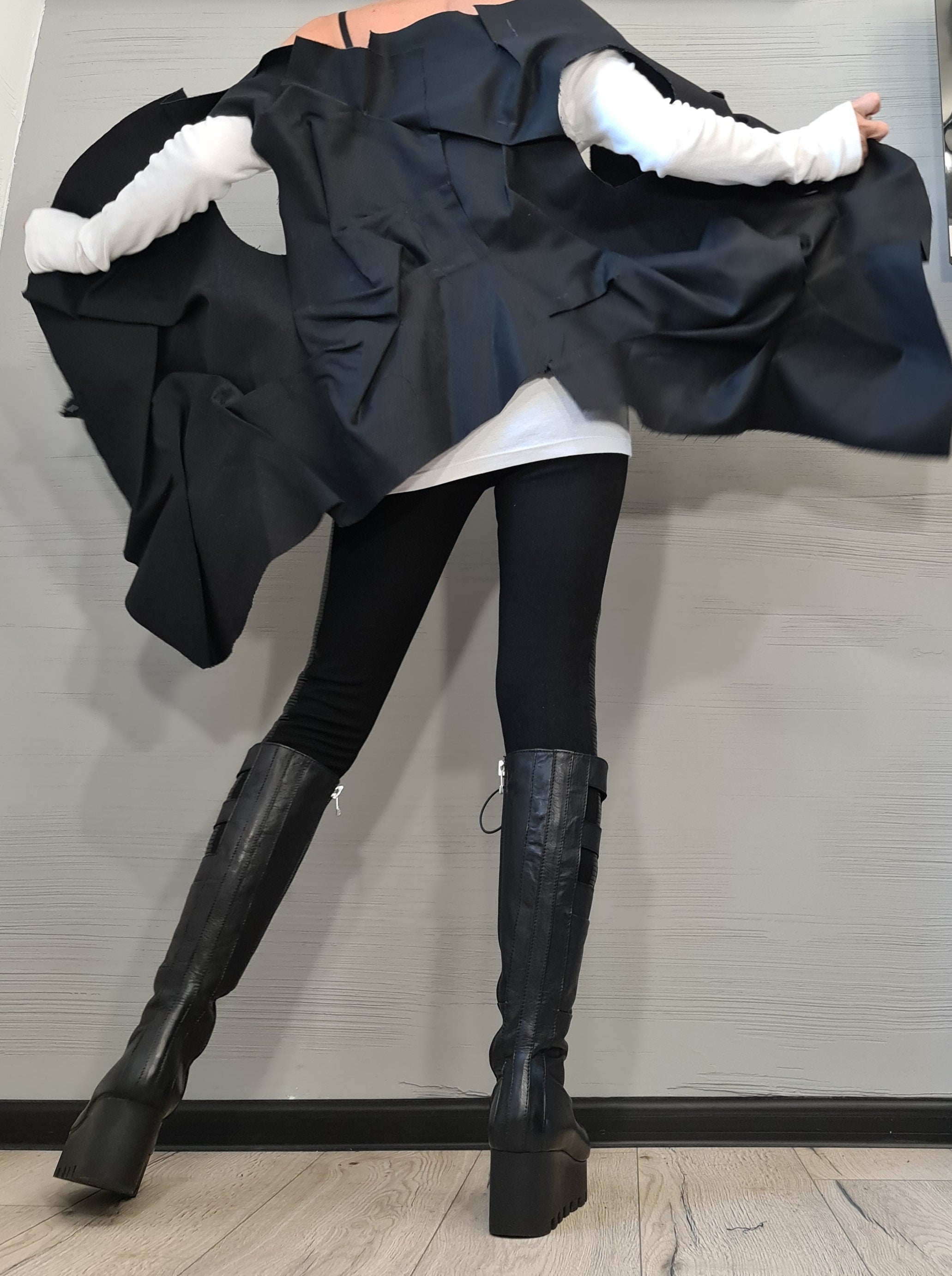 Extravagant Black Vest, Gothic Vest, Asymmetric Vest, Sleeveless Vest, Designer Vest, Victorian Clothing, Avant Garde Vest, Steampunk Vest