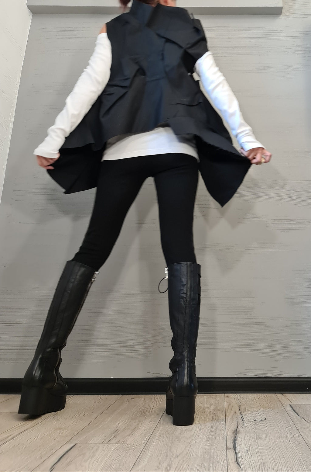 Extravagant Black Vest, Gothic Vest, Asymmetric Vest, Sleeveless Vest, Designer Vest, Victorian Clothing, Avant Garde Vest, Steampunk Vest