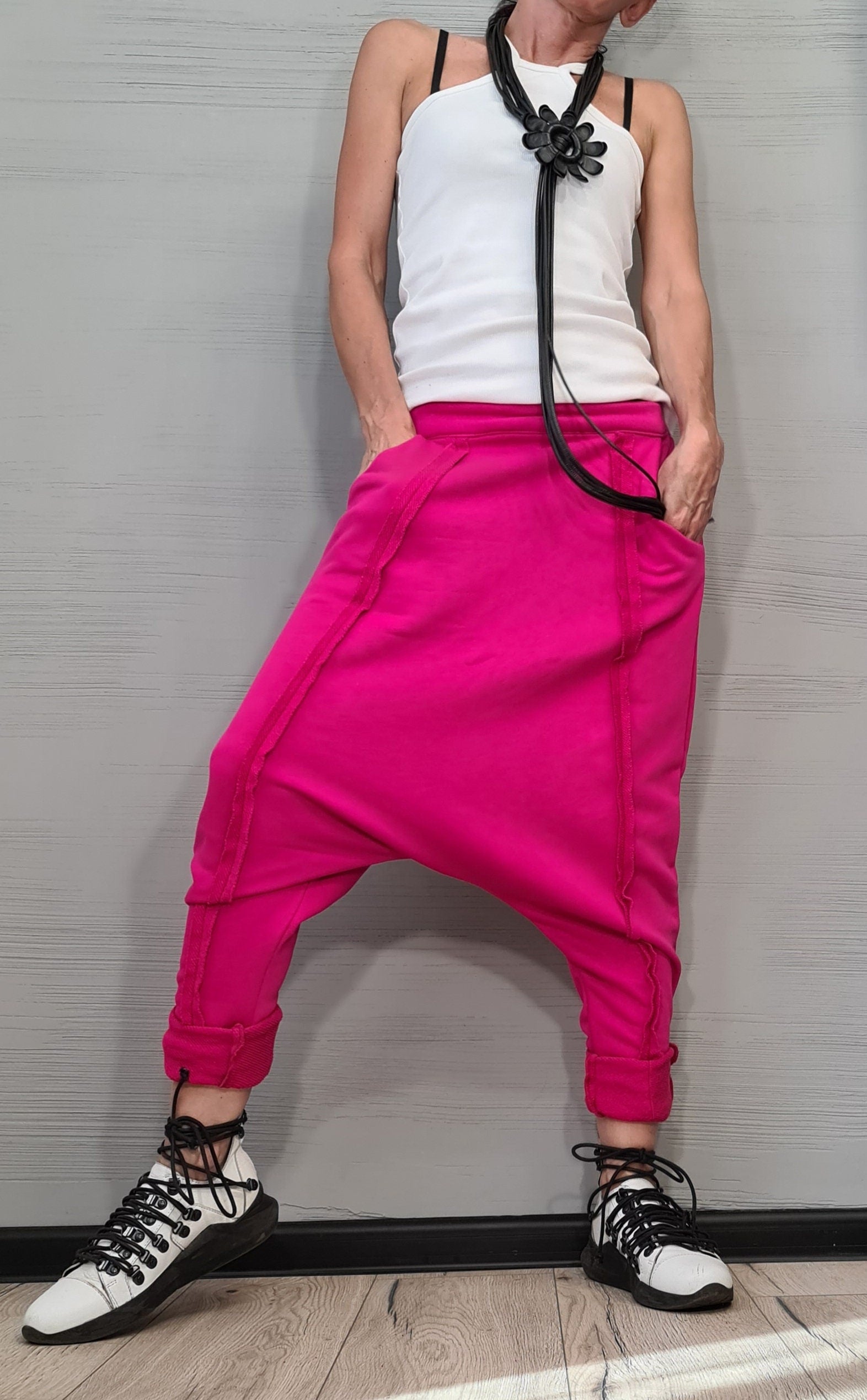 Avant Garde Pants, Harem Pants Women, Drop Crotch Pants, Extravagant Cotton Pants, Casual Pants, Punk Pants, Loose Pants