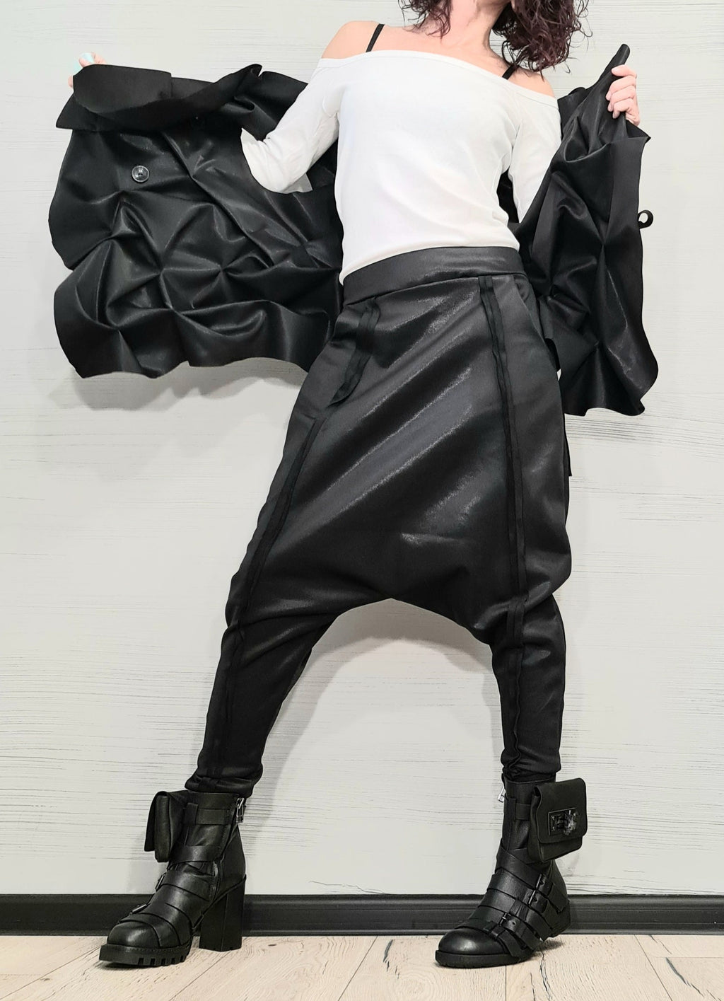 Extravagant Women Costume, Asymmetric Vest, Women harem pants, Designer Vest Pants Set, Asymmetric Women Costume, Avant Garde Outwear Set