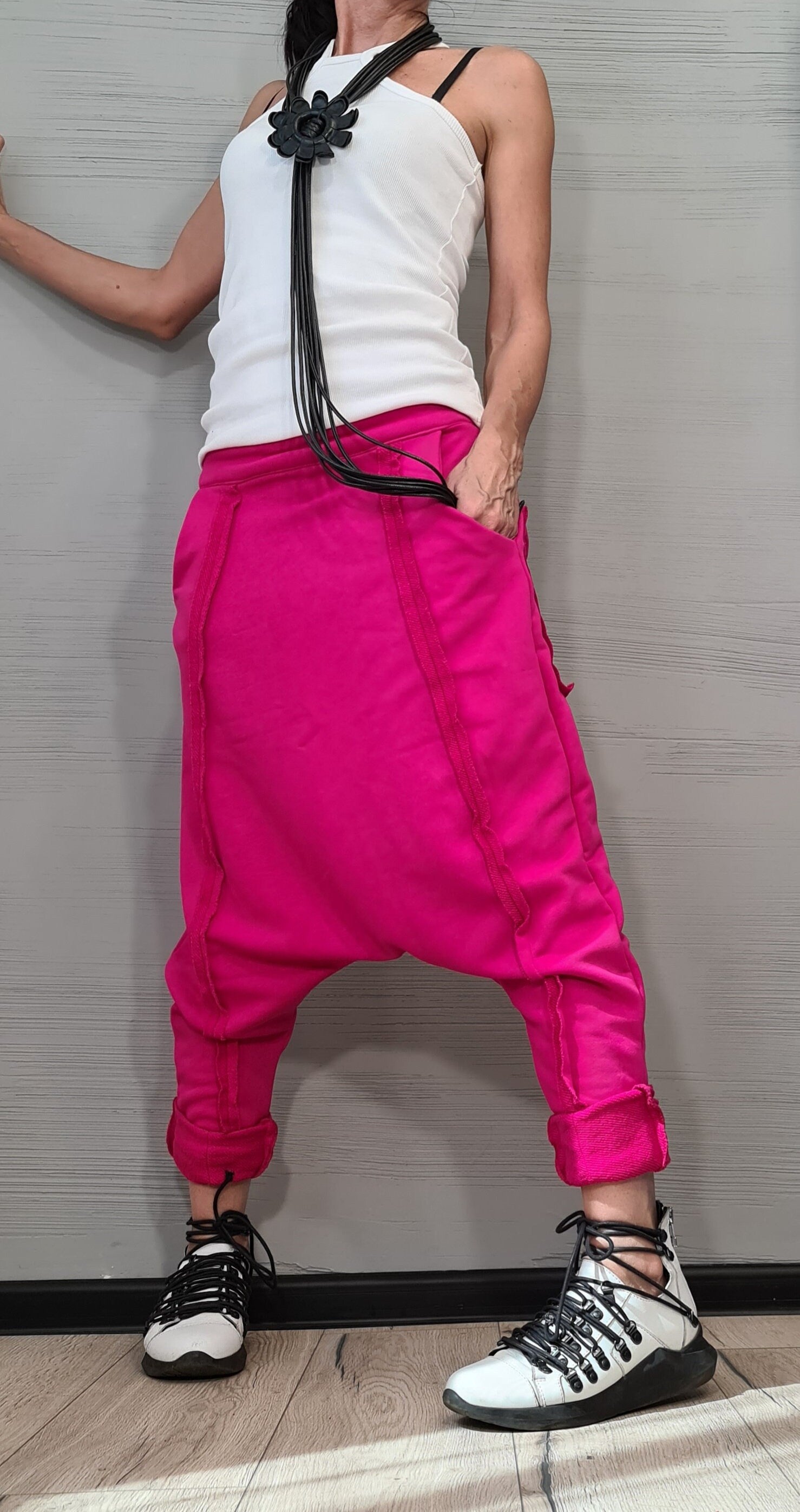 Avant Garde Pants, Harem Pants Women, Drop Crotch Pants, Extravagant Cotton Pants, Casual Pants, Punk Pants, Loose Pants