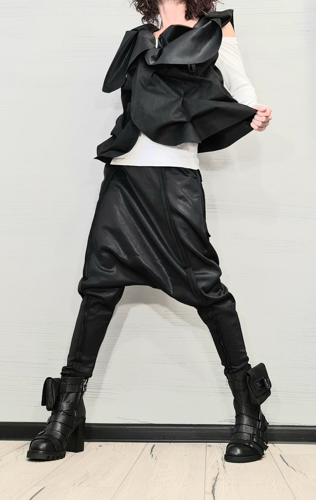 Extravagant Women Costume, Asymmetric Vest, Women harem pants, Designer Vest Pants Set, Asymmetric Women Costume, Avant Garde Outwear Set