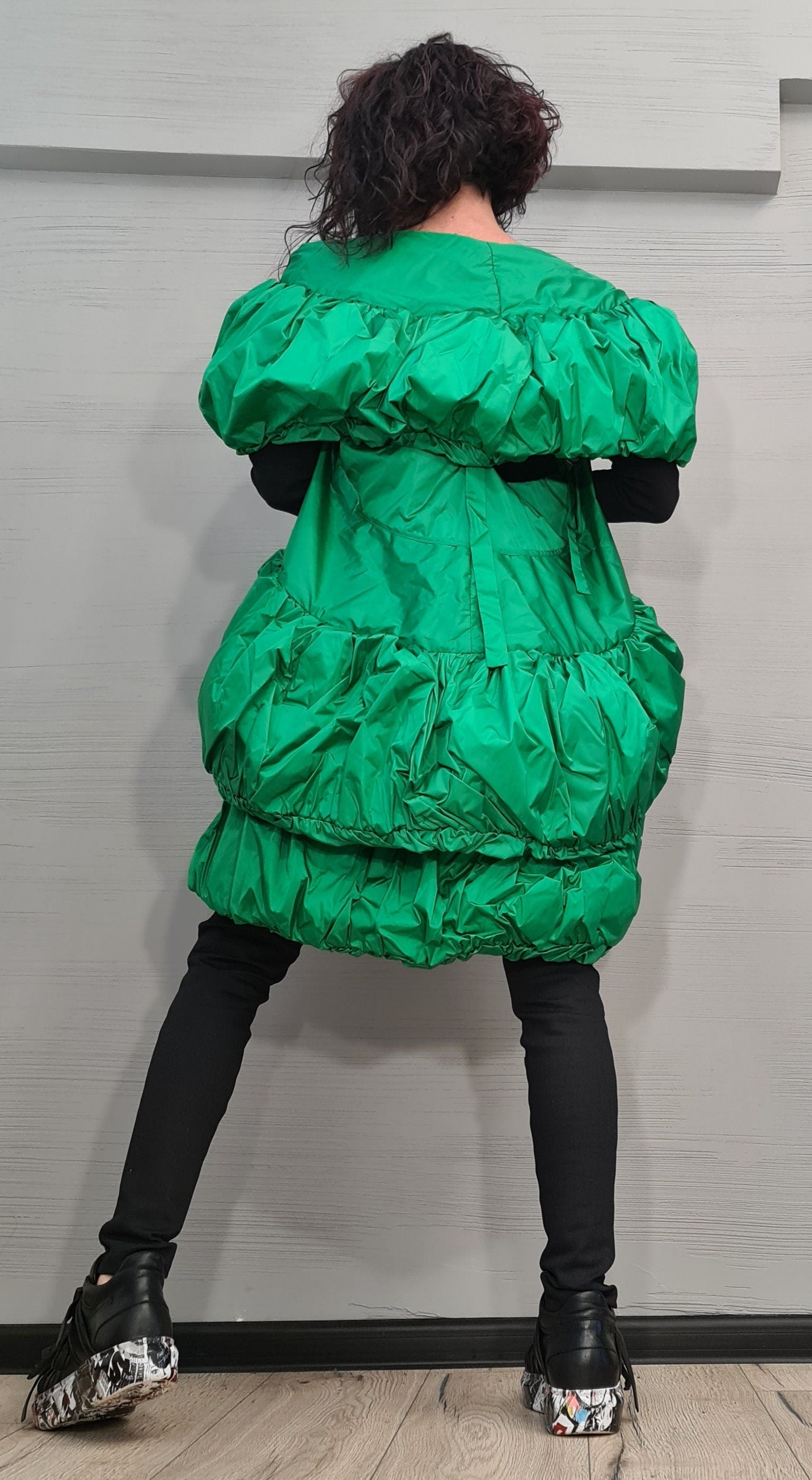 Avant Garde Jacket, Winter Vest, Green Vest, Women Jacket Vest, Plus Size Clothing, Oversize Jacket, Extravagant Jacket Vest