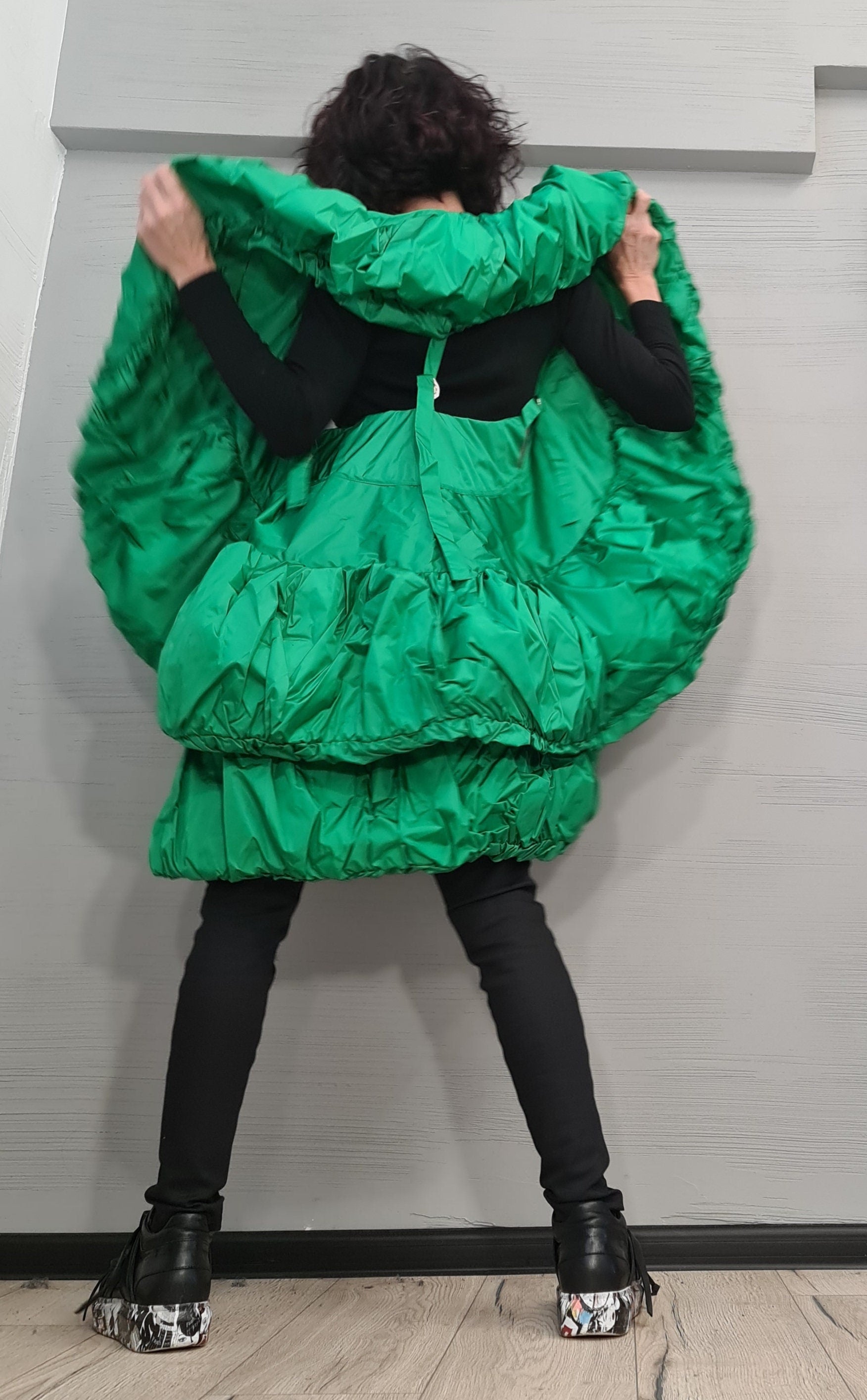 Avant Garde Jacket, Winter Vest, Green Vest, Women Jacket Vest, Plus Size Clothing, Oversize Jacket, Extravagant Jacket Vest