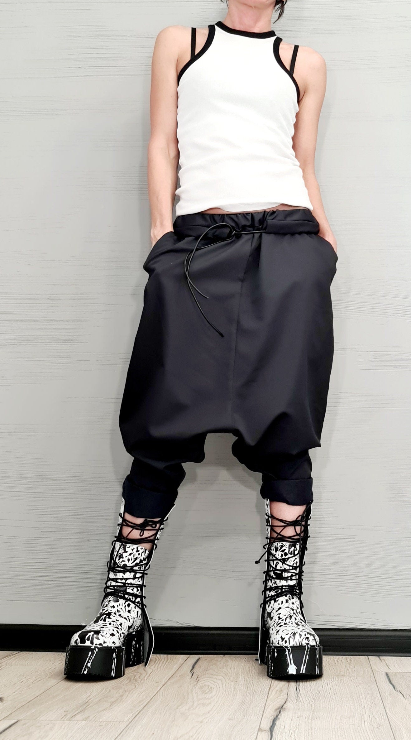 Extravagant Women Harem Pants, Women Baggy Trousers, Cyberpunk Trousers, Black Loose Pants, Gothic Pants, New collection