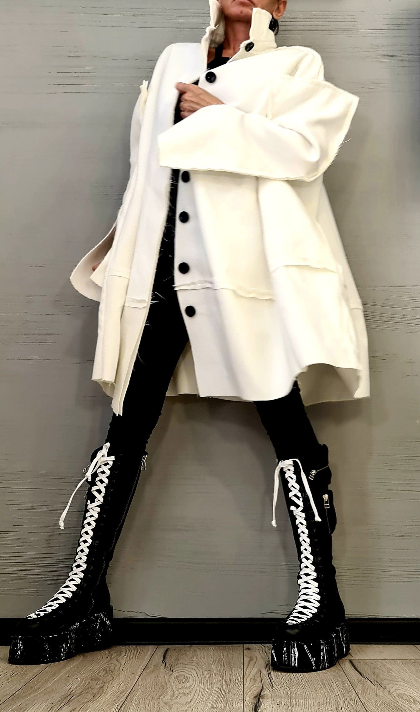 Extravagant Coat, White Coat, Wool Coat, Winter Coat, Plus Size Clothing, Oversize Coat, Overcoat Women, Wool Clothing, Loose Coat