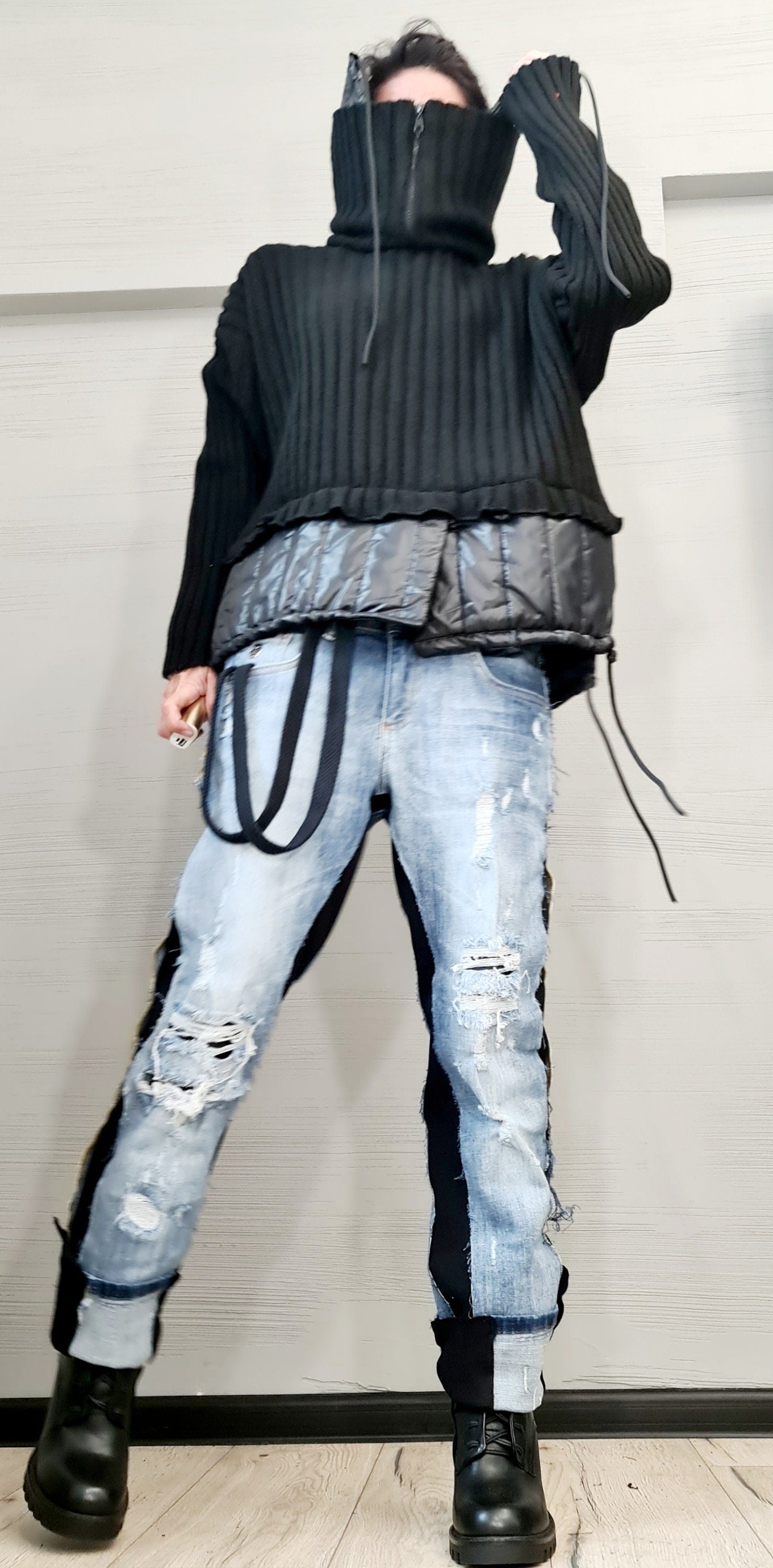 Warm Blouse, Extravagant Asymmetric Top, Loose Blouse, Oversize Tunic, Avant Garde Blouse, New collection