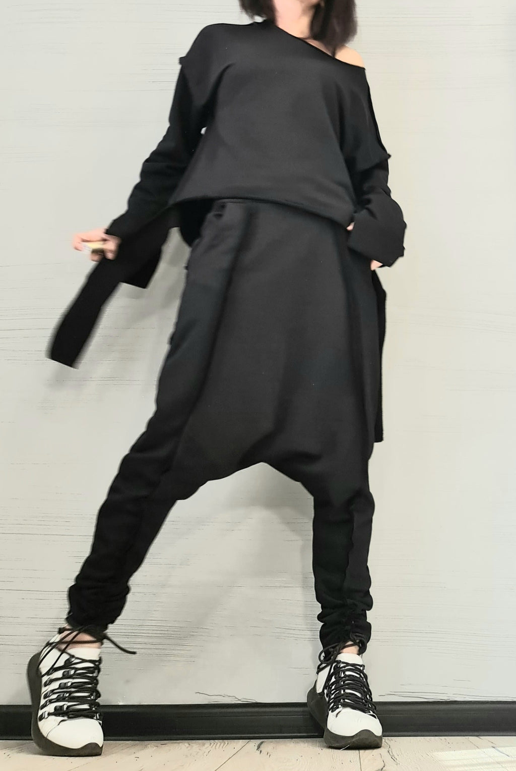 Outwear Women Set, Harem Pants, Extravagant Women Cotton Set, Extravagant Blouse, Harem pant, Asymmetrical blouse