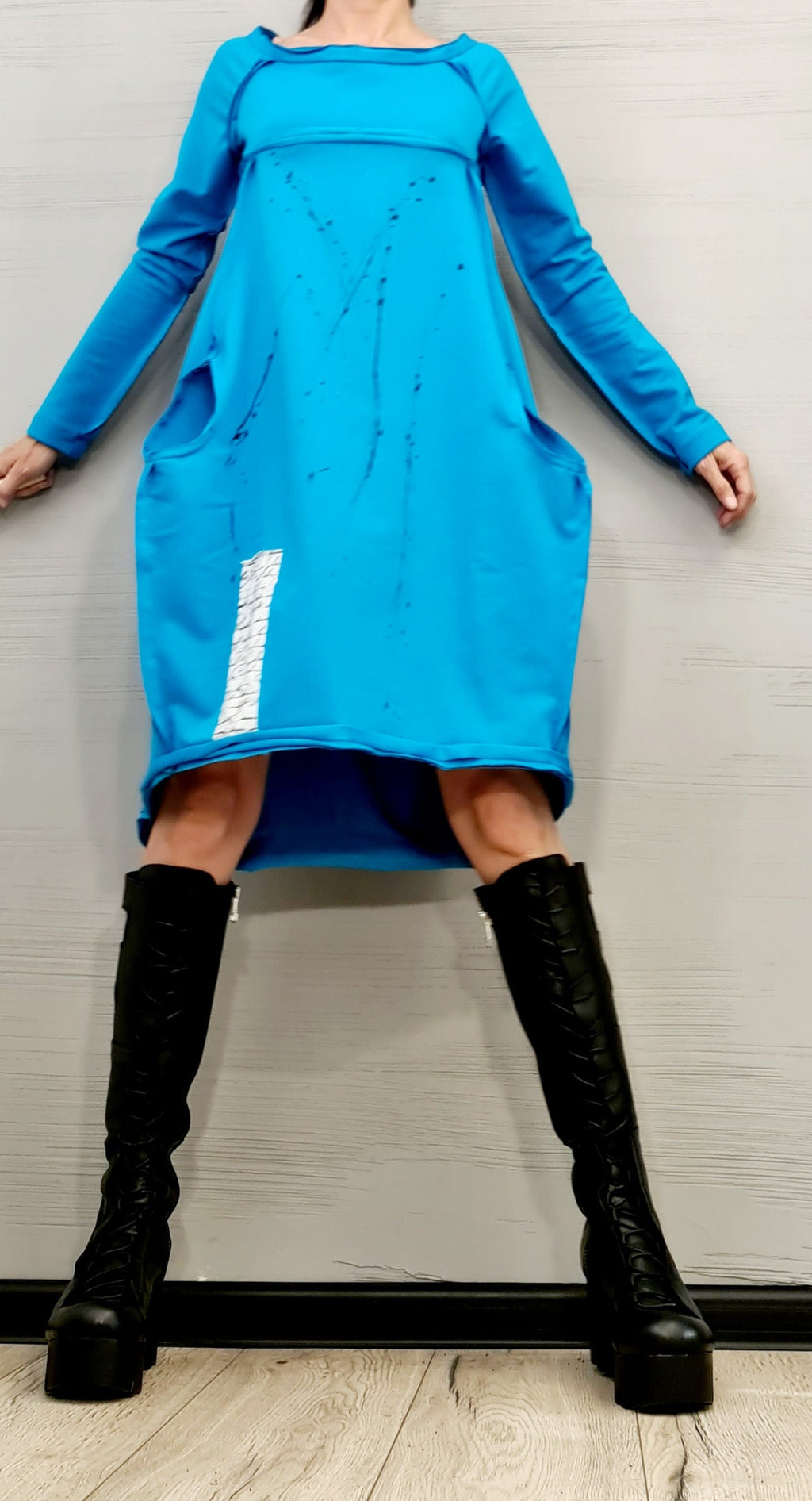 Garden Party Dress, Extravagant Dress Tunic, Plus Size Clothing, Asymmetric Long Sleeve Dress