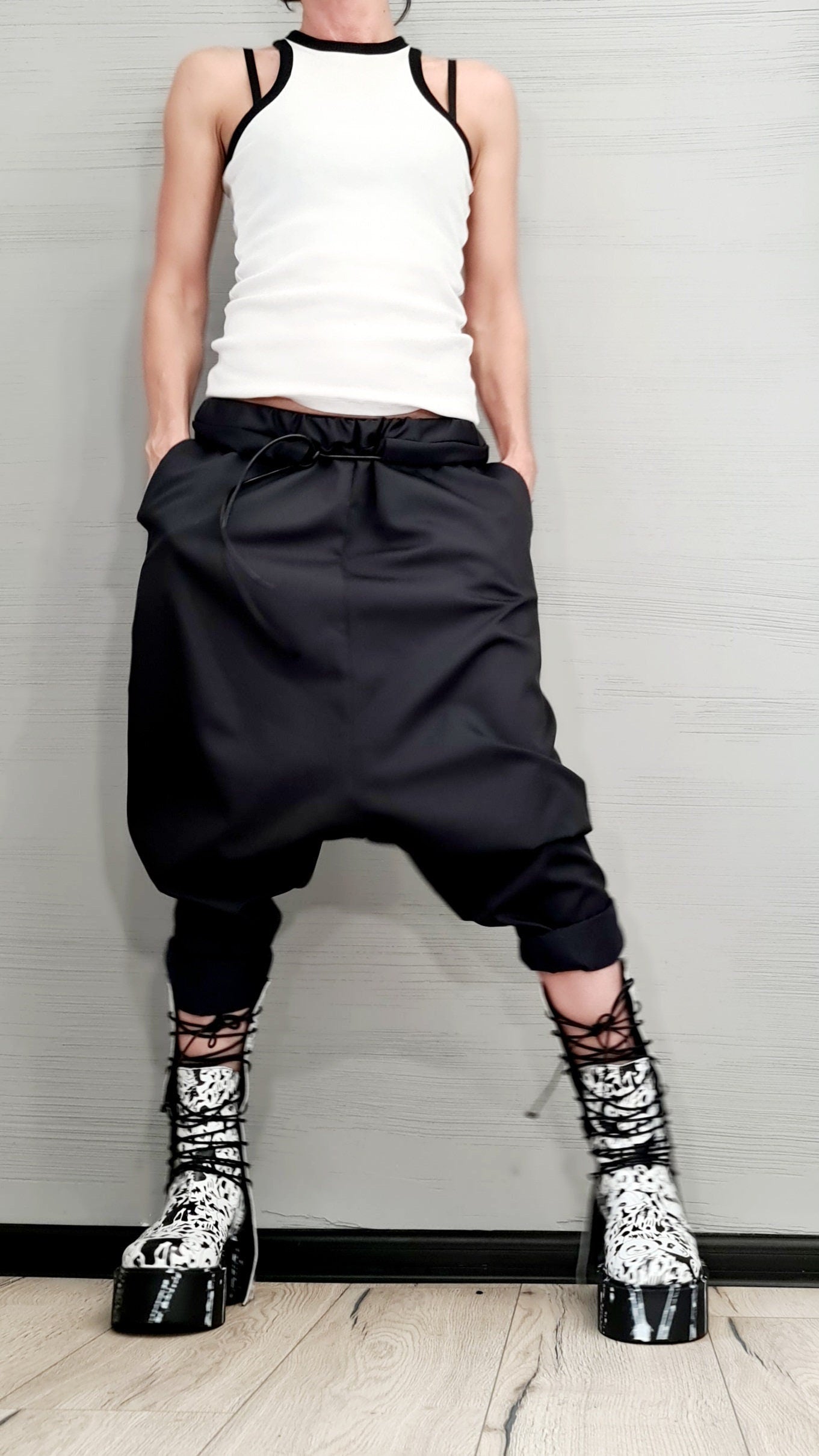 Extravagant Women Harem Pants, Women Baggy Trousers, Cyberpunk Trousers, Black Loose Pants, Gothic Pants, New collection