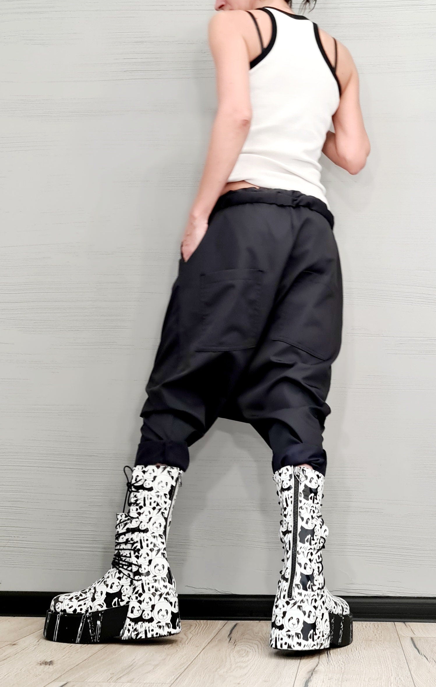 Extravagant Women Harem Pants, Women Baggy Trousers, Cyberpunk Trousers, Black Loose Pants, Gothic Pants, New collection