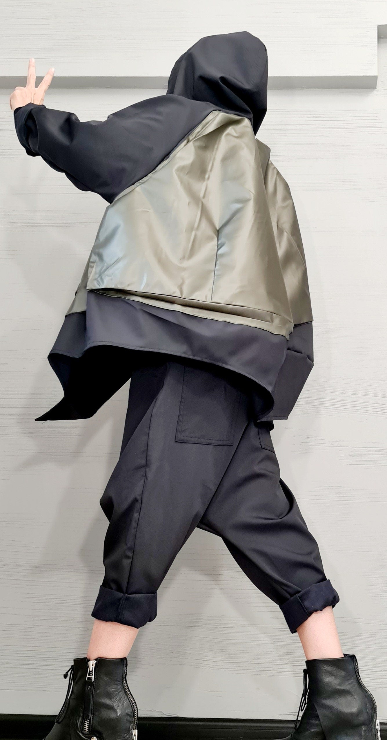 Extravagant jacket, Asymmetrical Jacket, Jacket with outer pockets, Deconstructed Futuristic Clothing, Gothic, New collection